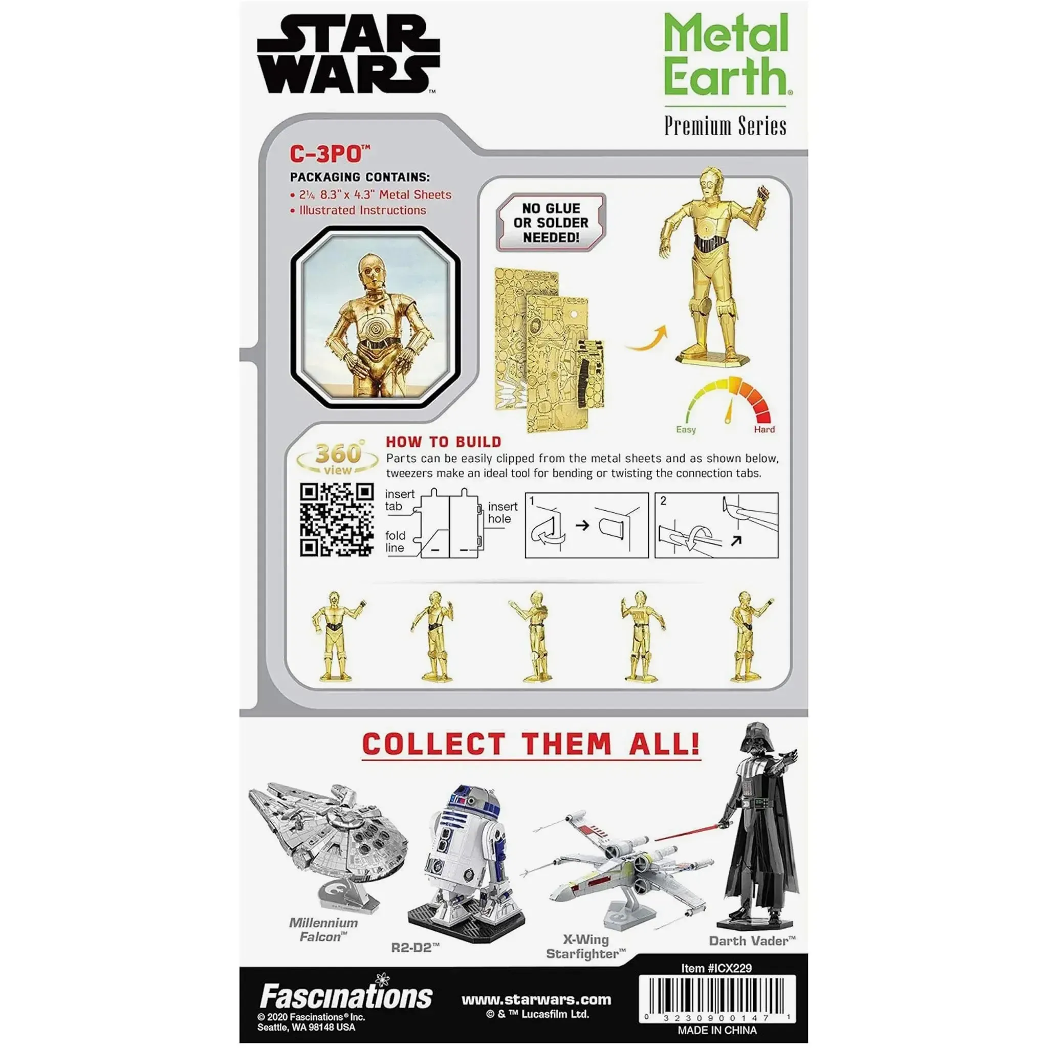 Star Wars - C-3PO 3D Figure Model Kit (Steel, Moderate Difficulty) - Fascinations - Metal Earth Premium Series - (2022) - Image 3