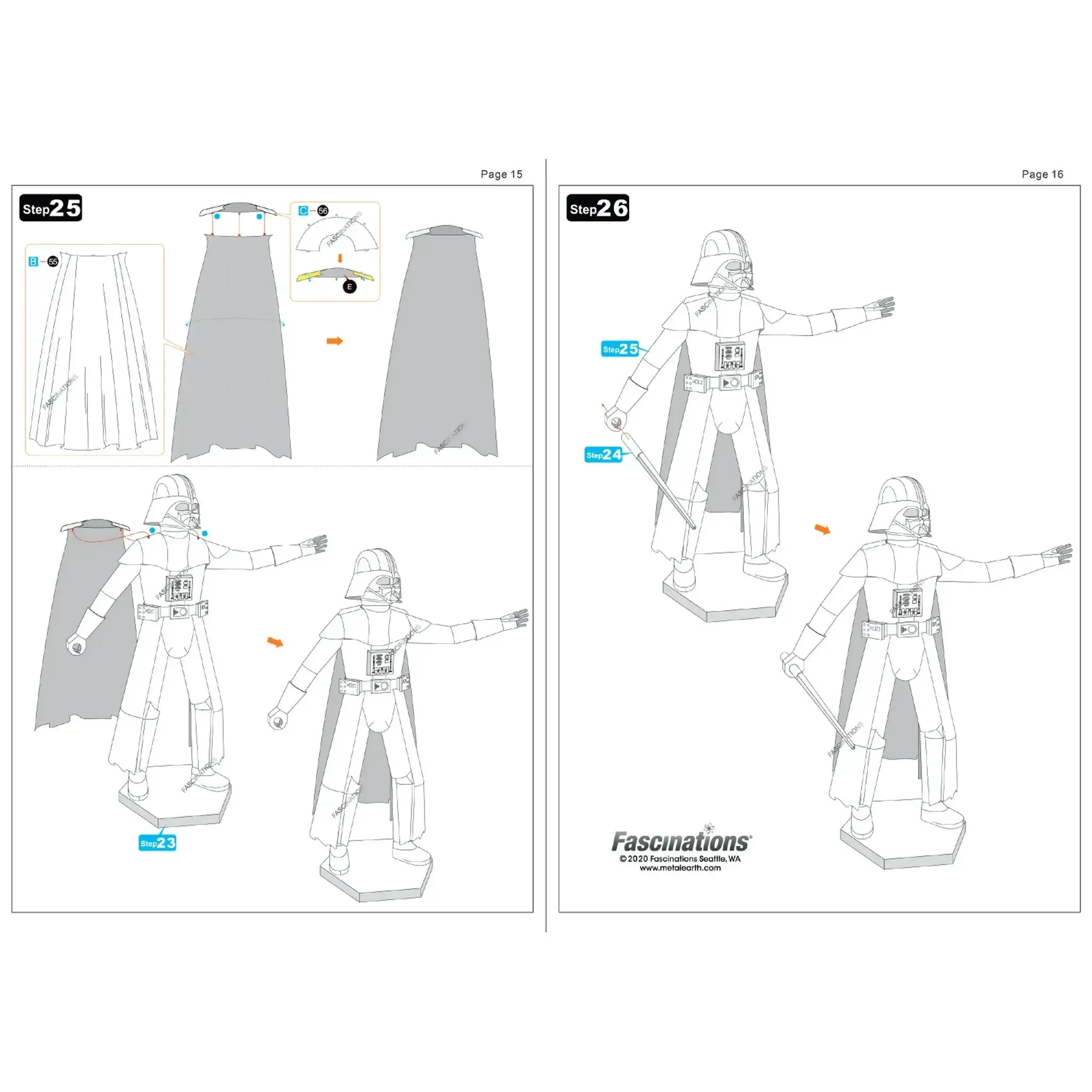 Star Wars - Darth Vader 3D Figure Model Kit (Steel, Moderate Difficulty) - Fascinations - Metal Earth Iconx Premium Series - (2022) - Image 14