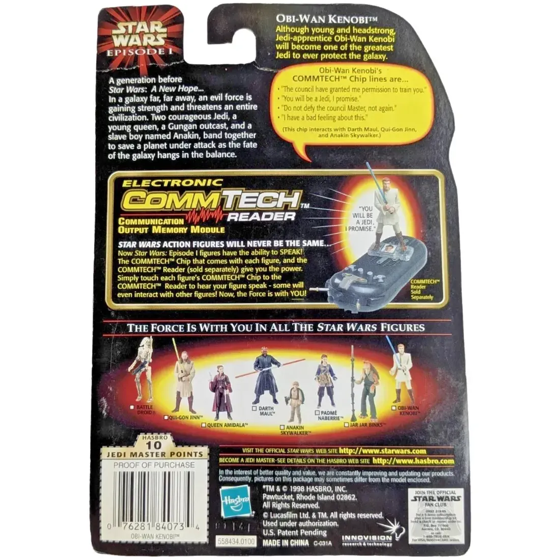 Star Wars: Episode I [The Phantom Menace] - Obi-Wan Kenobi with Lightsaber and Comlink Action Figure (3.75") - Hasbro - CommTech Chip Series Collection 2 (1999) - Image 2