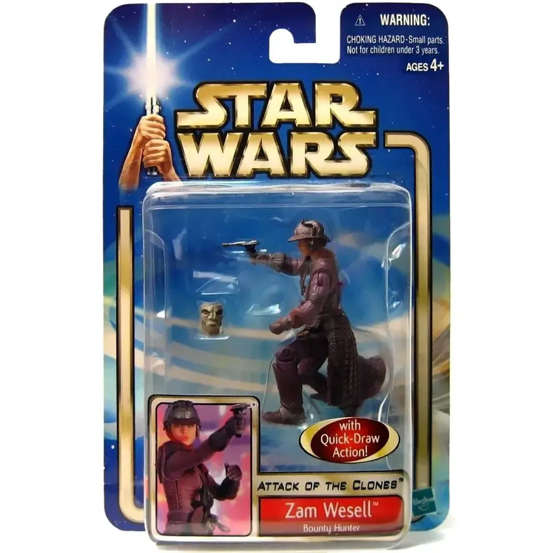 Star Wars: Episode II [Attack of the Clones] - Bounty Hunter Zam Wesell Action Figure (3.75") - Hasbro - Collection 1, #18 (2002)