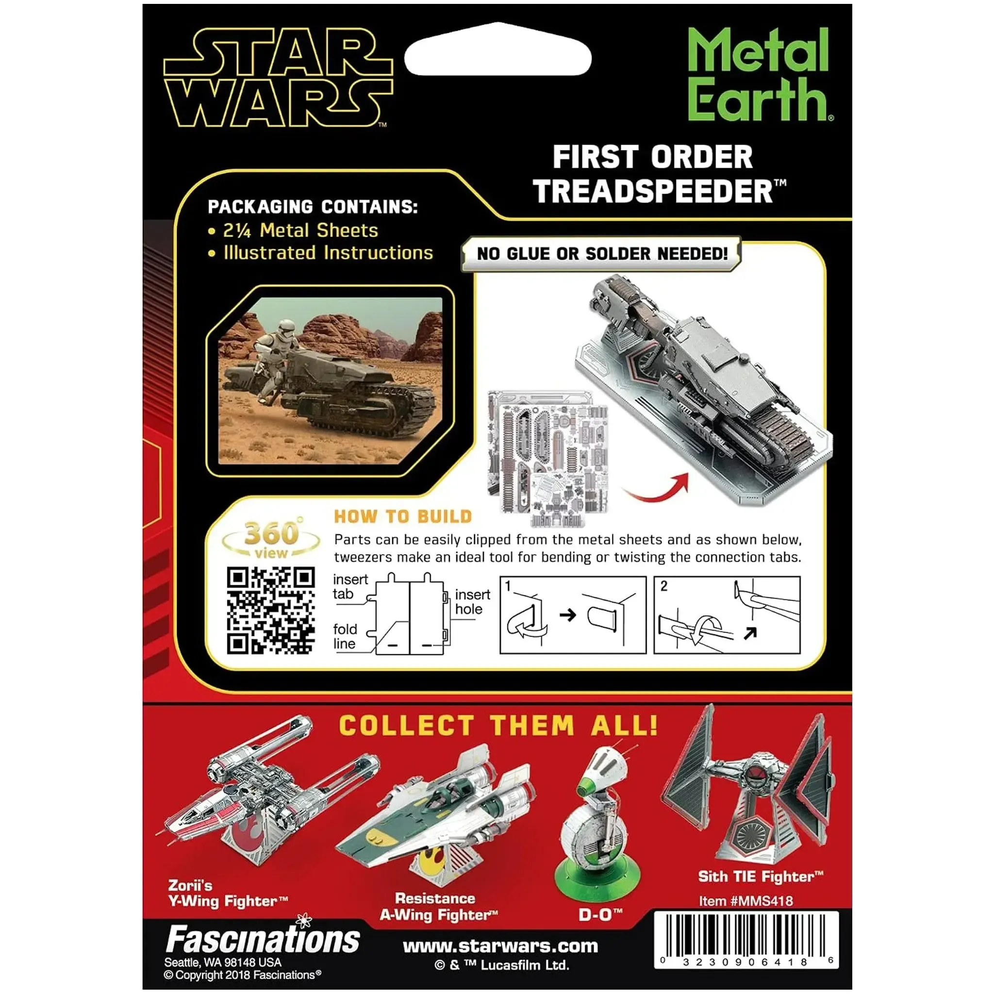 Star Wars - First Order Treadspeeder Figure Model Kit (Steel, Challenging Difficulty) - Fascinations - Metal Earth Series - Image 3