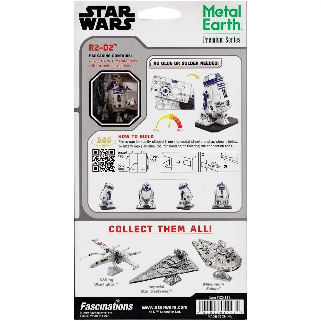 Star Wars - R2-D2 Figure Model Kit (Steel, Moderate Difficulty) - Fascinations - Metal Earth Premium Series - Image 3