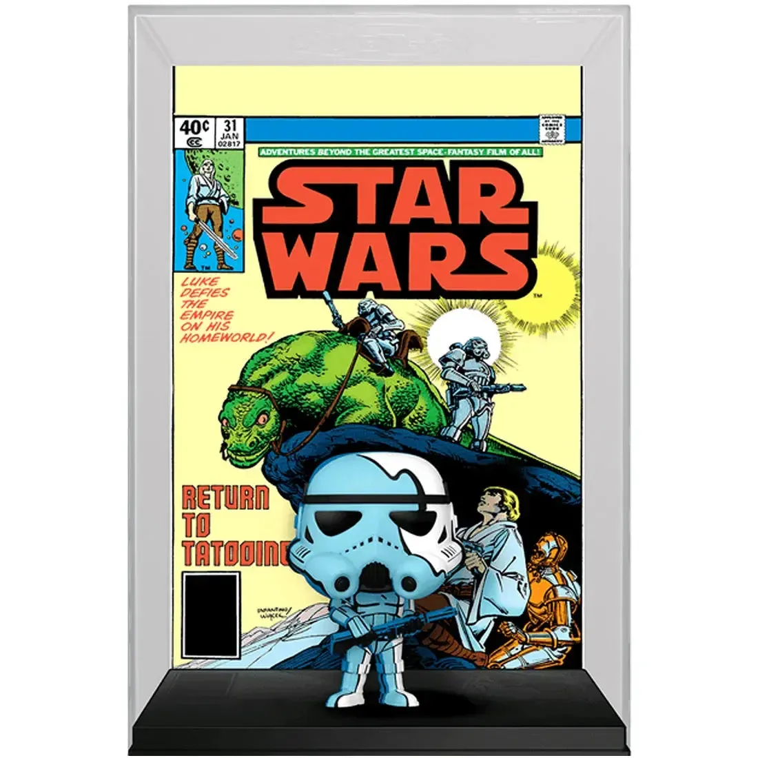 Star Wars - Sandtrooper Figure with Star Wars 1977 Comic #31 Art Backdrop (3.8") - Funko - Pop! Comic Covers Series (06) - Image 2
