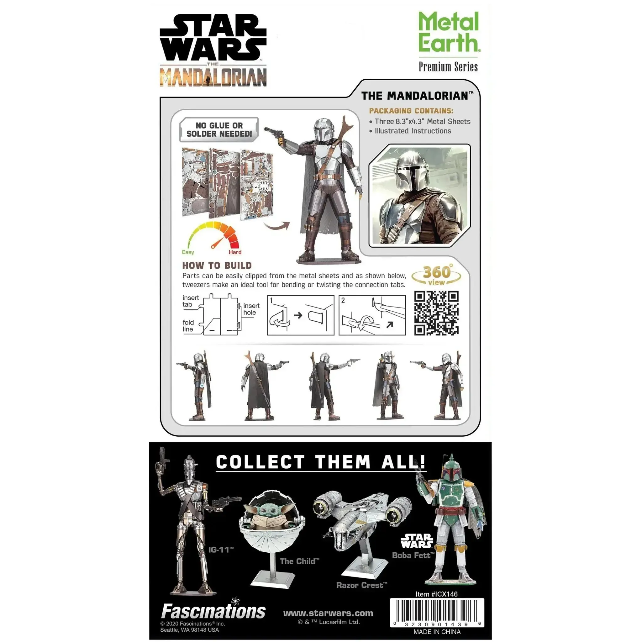 Star Wars: The Mandalorian - The Mandalorian 3D Figure Model Kit (Steel, Hard Difficulty) - Fascinations - Metal Earth Premium Series - (2020) - Image 3