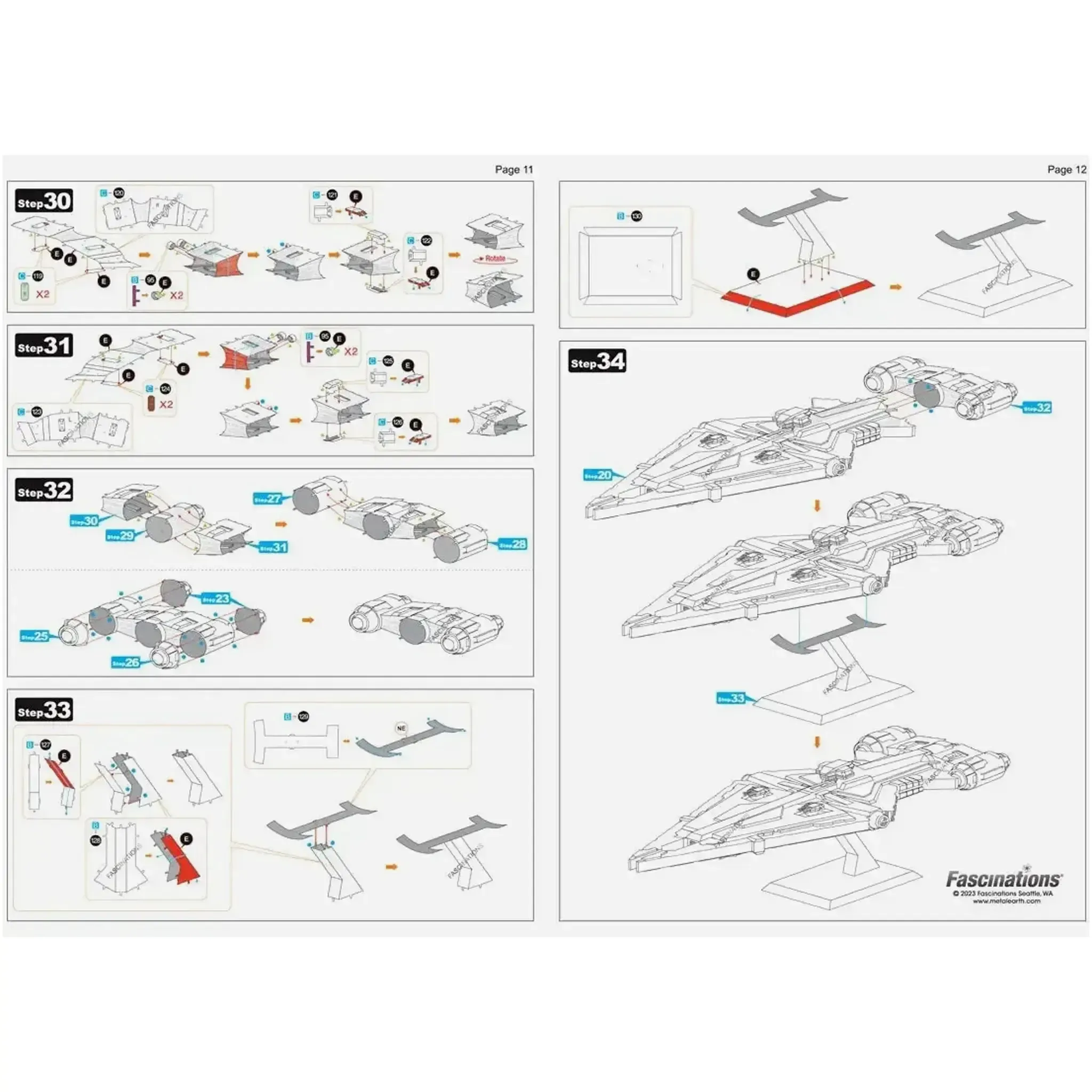 Star Wars - Unpainted Imperial Light Cruiser Ship Figure Model Kit (Steel, Challenging Difficulty) - Fascinations - Metal Earth Premium Series - Image 13