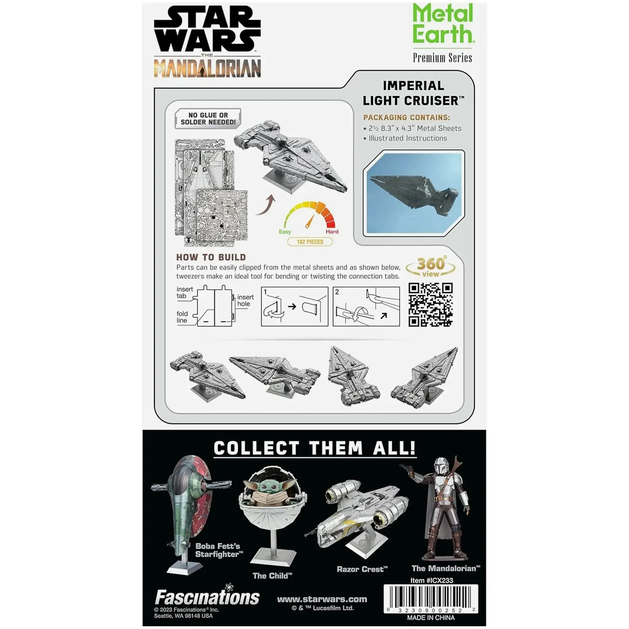 Star Wars - Unpainted Imperial Light Cruiser Ship Figure Model Kit (Steel, Challenging Difficulty) - Fascinations - Metal Earth Premium Series - Image 3