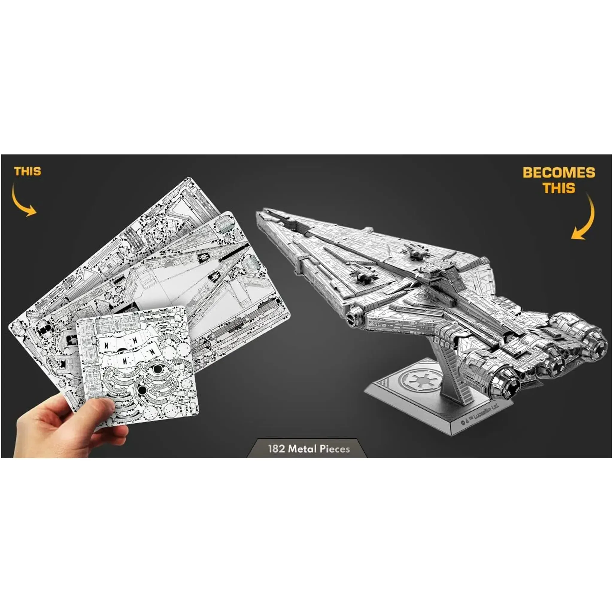 Star Wars - Unpainted Imperial Light Cruiser Ship Figure Model Kit (Steel, Challenging Difficulty) - Fascinations - Metal Earth Premium Series - Image 7