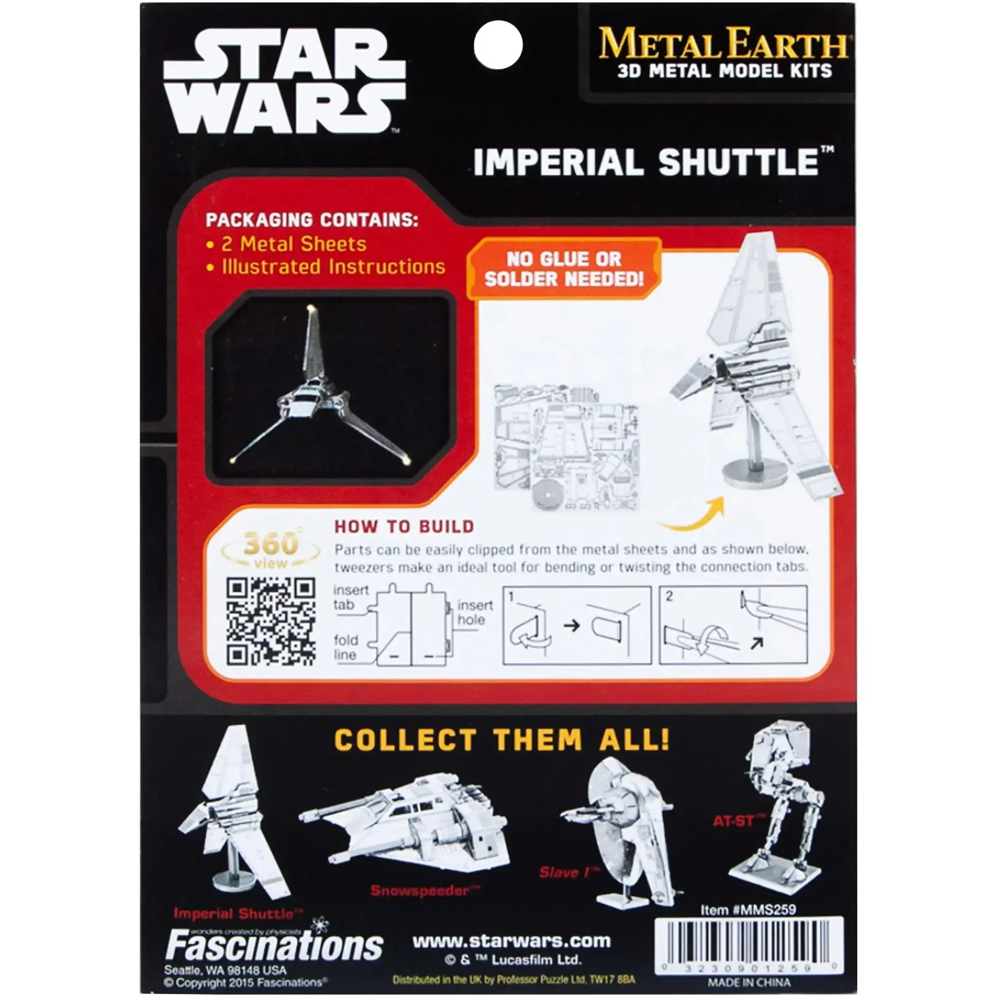 Star Wars - Unpainted Imperial Shuttle Figure Model Kit (Steel, Moderate Difficulty) - Fascinations - Metal Earth Series - Image 3