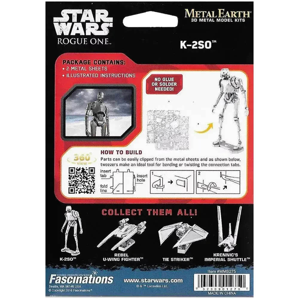 Star Wars - Unpainted K-2SO Figure Model Kit (Steel, Expert Difficulty) - Fascinations - Metal Earth Series - Image 3
