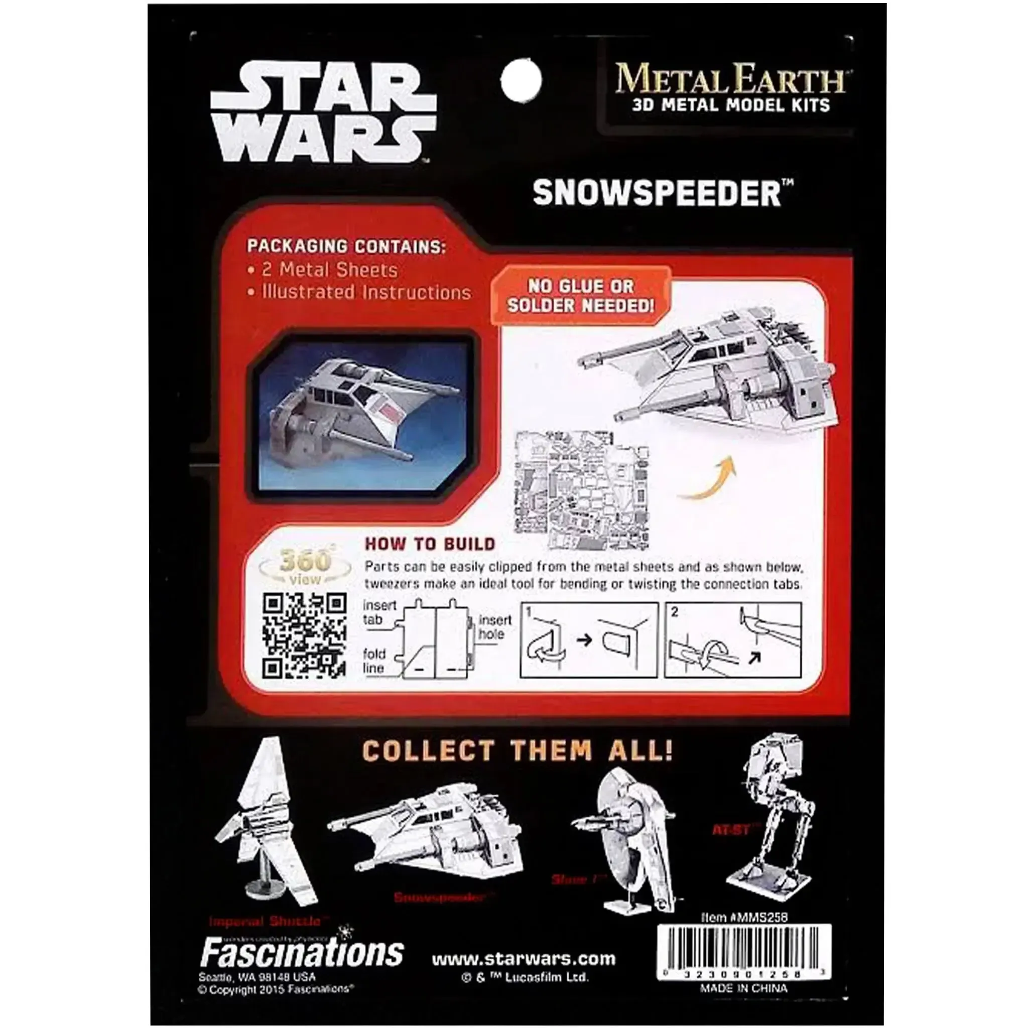 Star Wars - Unpainted Snowspeeder Figure Model Kit (Steel, Moderate Difficulty) - Fascinations - Metal Earth Series - Image 3