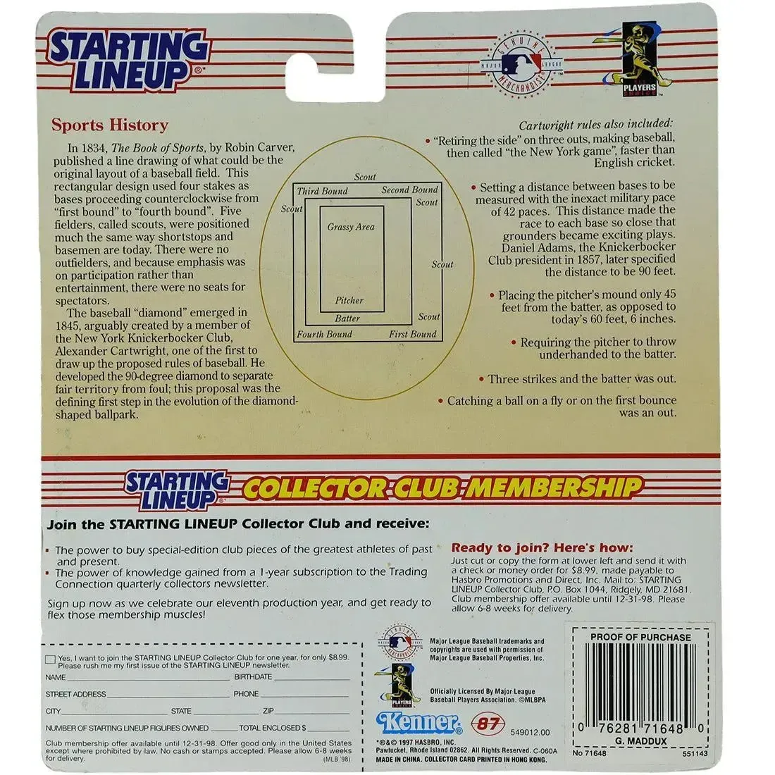 Starting Lineup [MLB: Atlanta Braves] - Greg Maddux Baseball Figure - Kenner - 1998 Edition Extended Series - Image 3
