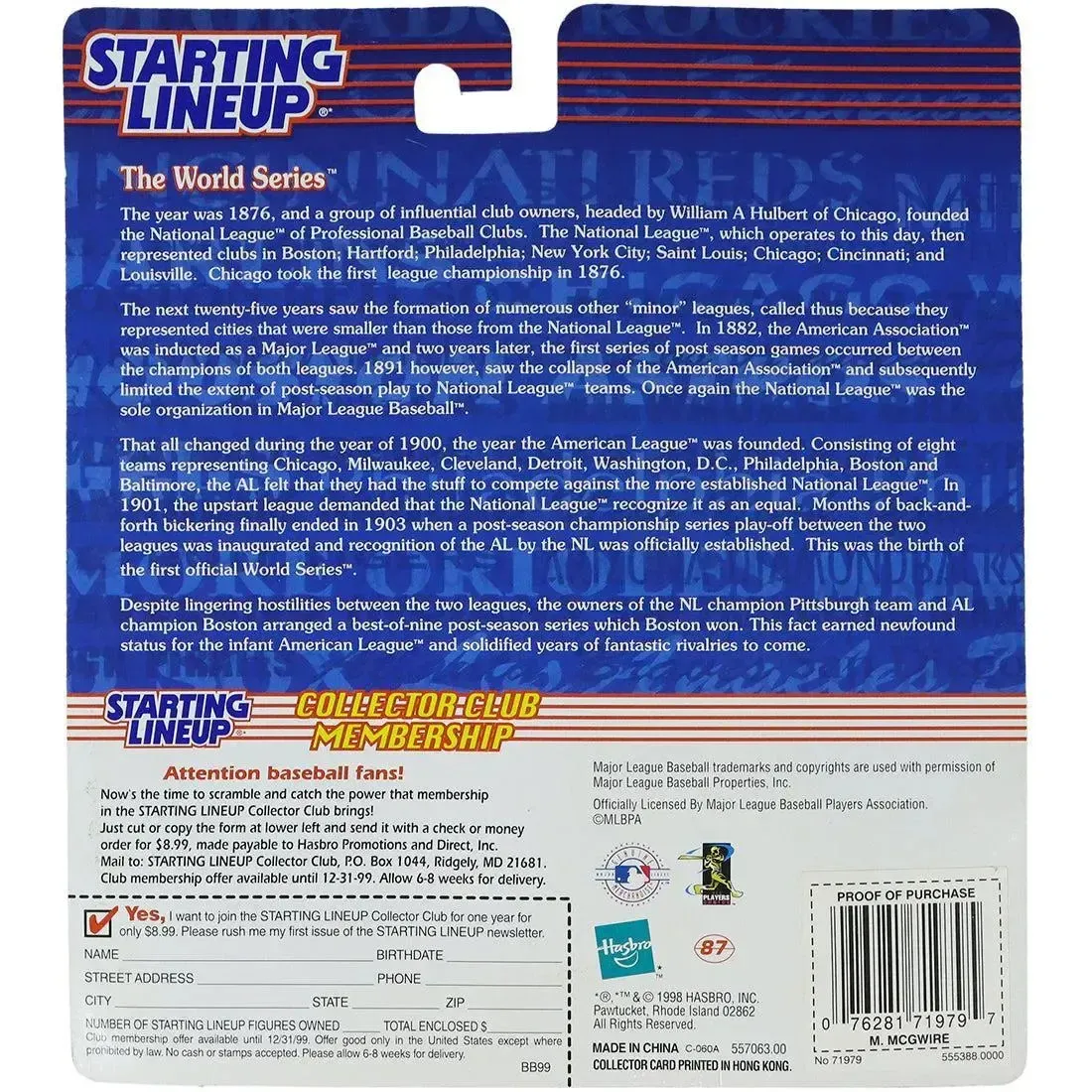 Starting Lineup [MLB: St. Louis Cardinals] - Mark McGwire Baseball Figure - Hasbro - 1999 Edition Series - Image 3