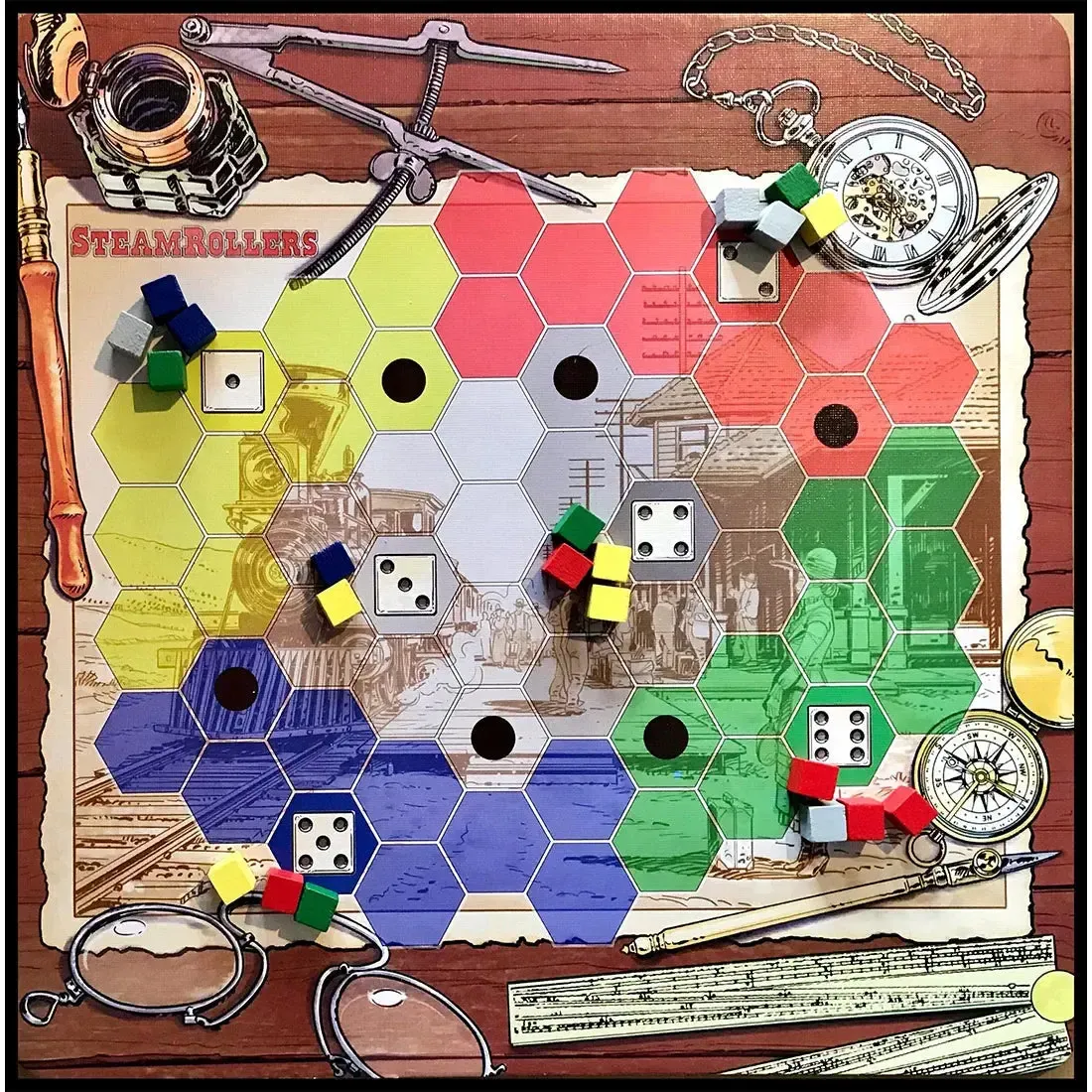 SteamRollers - Dice-Based Civilization Board Game for Family, Adults, and Children (1-5 Players, Age 13+) - Flatlined Games - Image 4