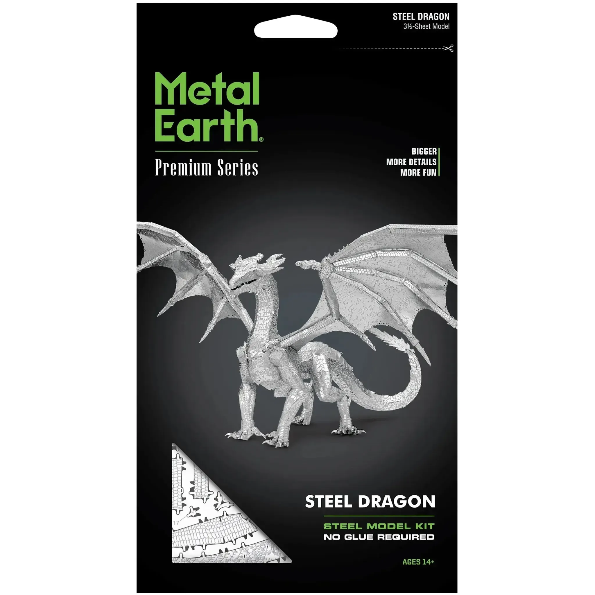 Steel Dragon Figure Model Kit (Steel, Hard Difficulty) - Fascinations - Metal Earth Premium Series - (2023)