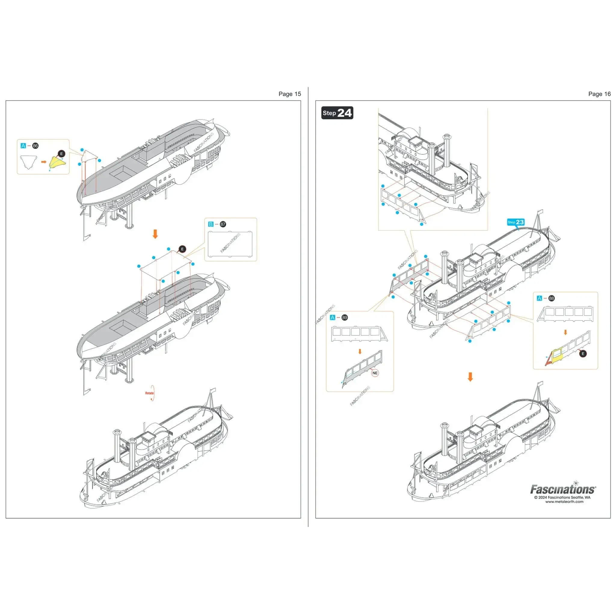 Sultana Steamboat 3D Figure Model Kit (1:624 Scale, Steel, Easy Difficulty) - Fascinations - Metal Earth Series - (2024) - Image 12