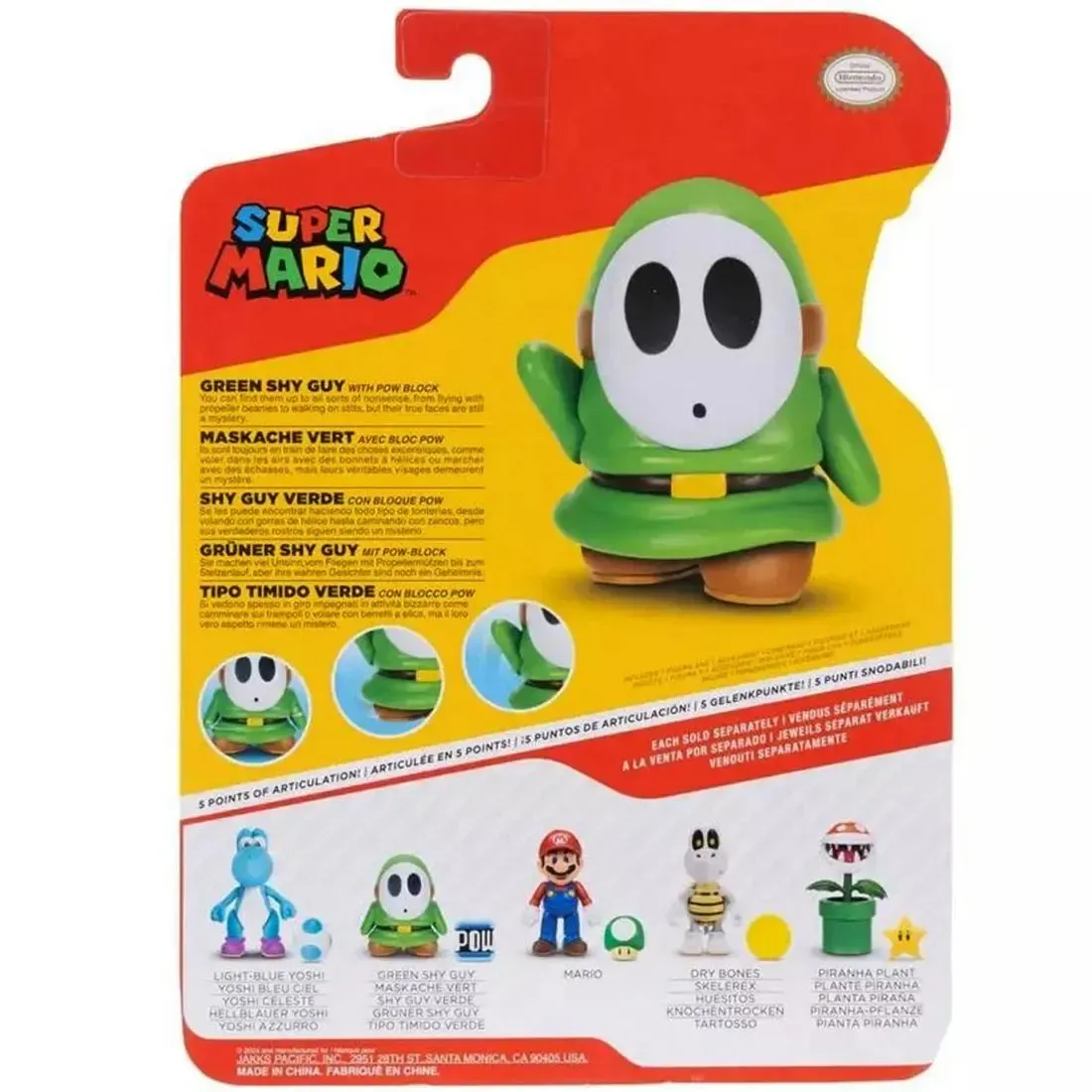 Super Mario - Green Shy Guy with POW Block Action Figure (4") - Jakks Pacific - Image 3