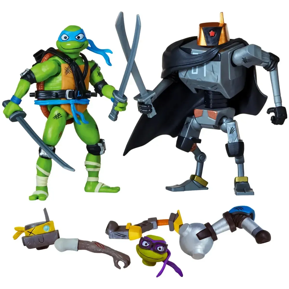 Tales Of The Teenage Mutant Ninja Turtles - Leonardo & Mechazoid Action Figure Set - Playmates Toys - Mutations: Mix 'N Match Series - Image 2