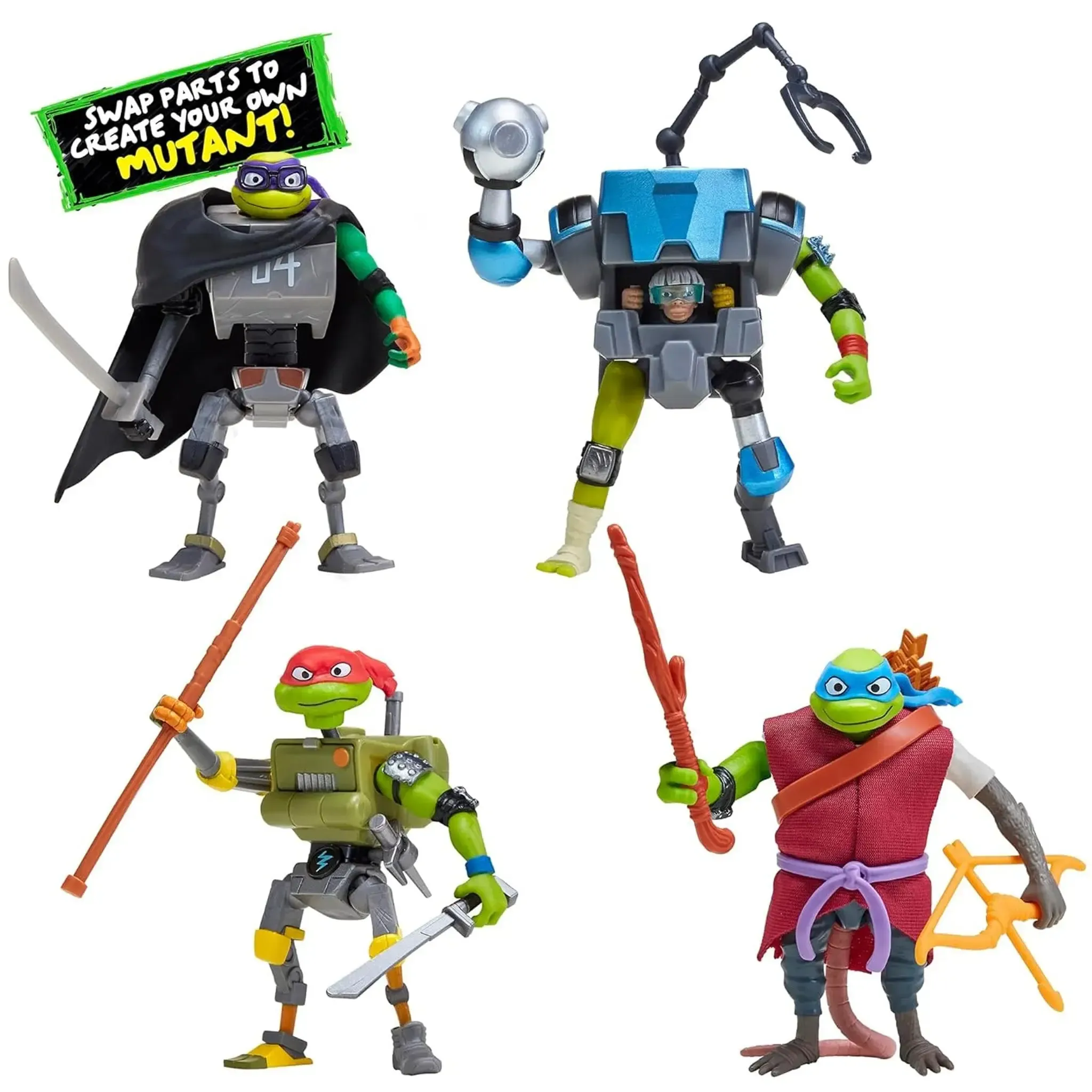 Tales of the Teenage Mutant Ninja Turtles - Mix 'N Match Robots 4-Pack Action Figure Set (Mechazoid, Bishop, Metalhead, Splinter) - Playmates Toys - (2024) - Image 2