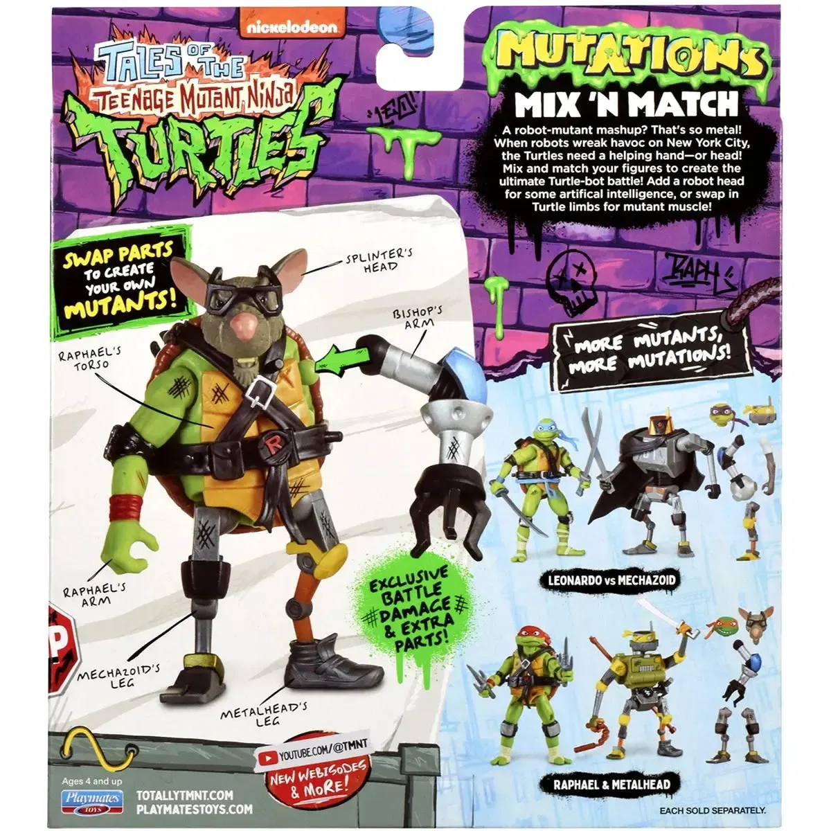 Tales Of The Teenage Mutant Ninja Turtles - Raphael & Metalhead Action Figure Set - Playmates Toys - Mutations: Mix 'N Match Series - Image 3