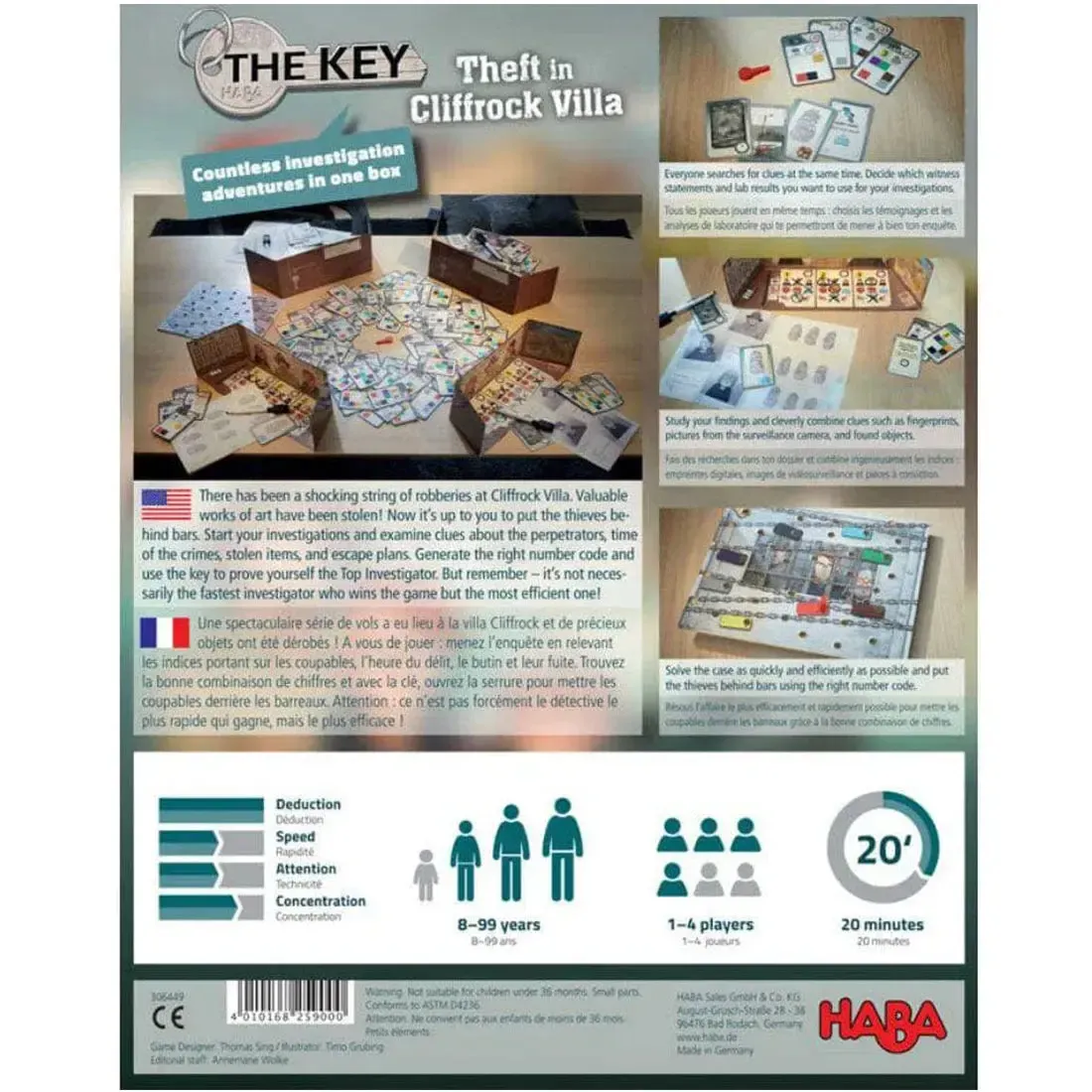 The Key: Theft in Cliffrock Villa - Puzzle Crime Board Game for Family and Adults (1-4 Players, Ages 8+) - HABA - Image 3
