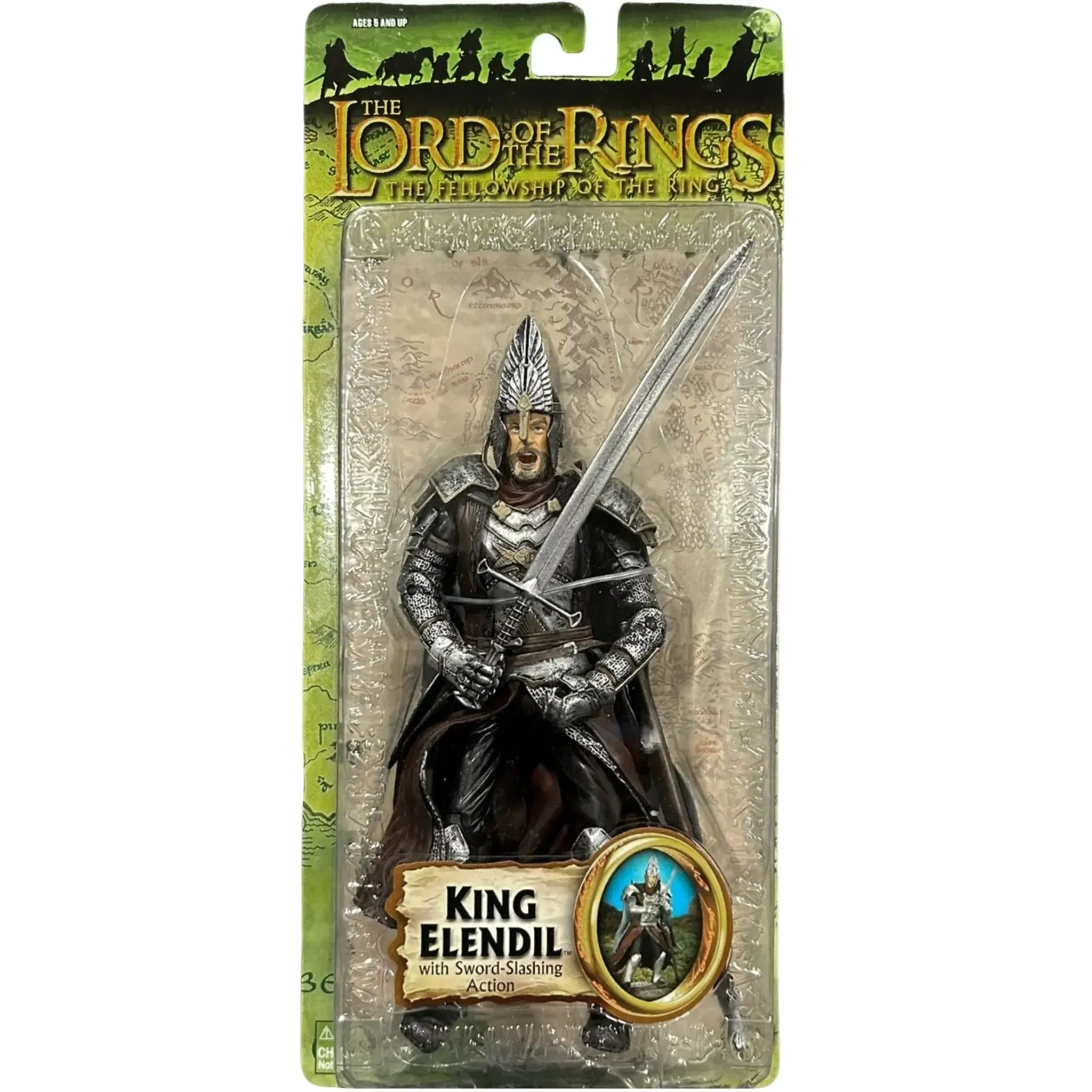 The Lord of the Rings: The Fellowship of the Ring - King Elendil with Sword-Slashing Ability Action Figure - Toy Biz - (2004)