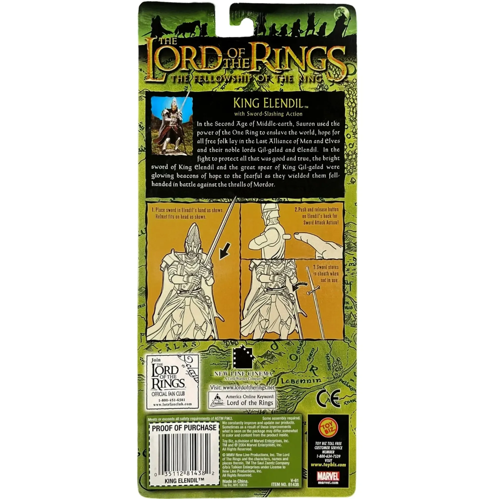 The Lord of the Rings: The Fellowship of the Ring - King Elendil with Sword-Slashing Ability Action Figure - Toy Biz - (2004) - Image 2