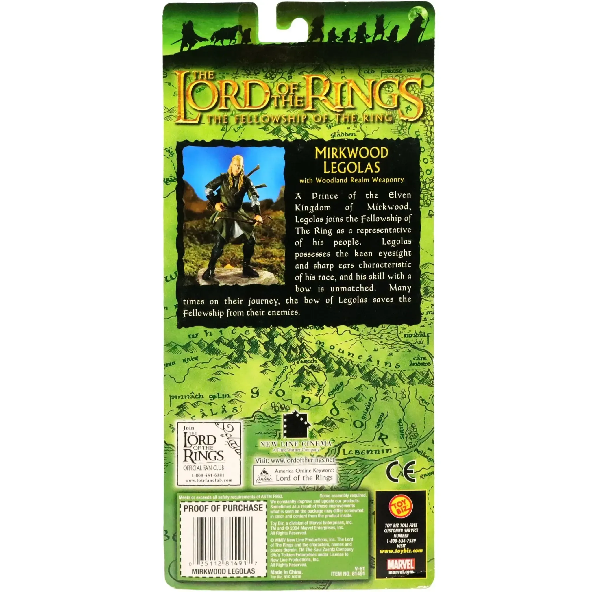 The Lord of the Rings [The Fellowship of the Ring] - Mirkwood Legolas with Woodland Realm Weaponry Action Figure (6.75") - Toy Biz - (2004) - Image 2