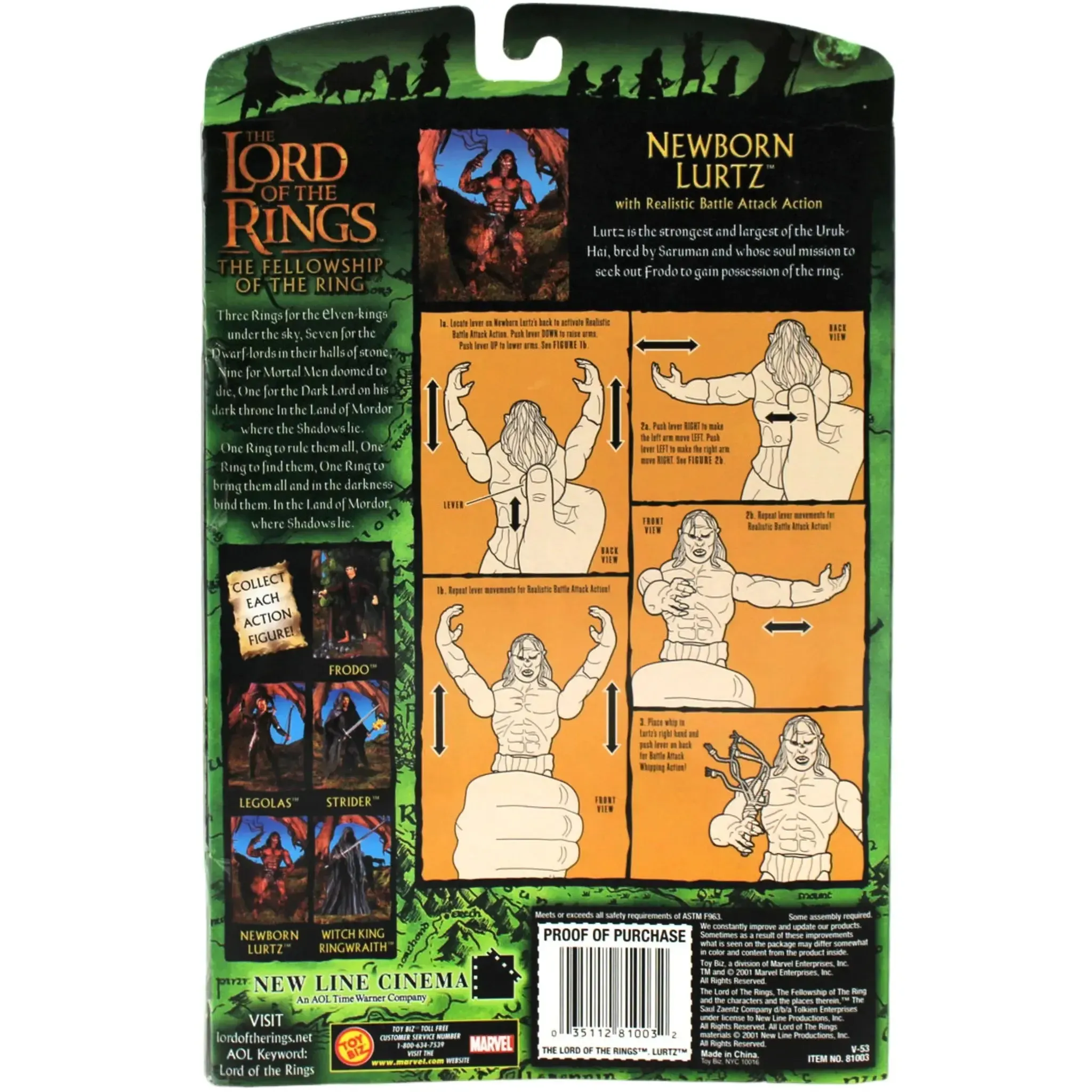 The Lord of the Rings: The Fellowship of the Ring - Newborn Lurtz with Realistic Battle Attack Action Figure - Toy Biz - (2001) - Image 2