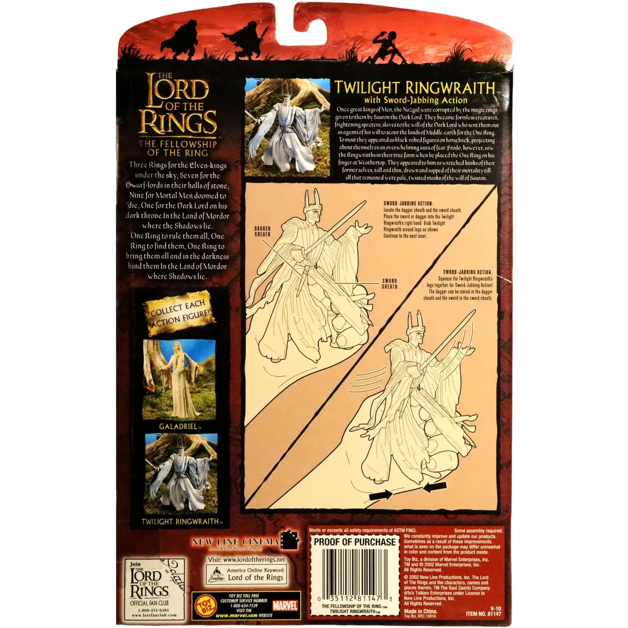 The Lord of the Rings [The Fellowship of the Ring] - Sword-Jabbing Twilight Ringwraith Action Figure (7.5") - Toy Biz - (2002) - Image 2