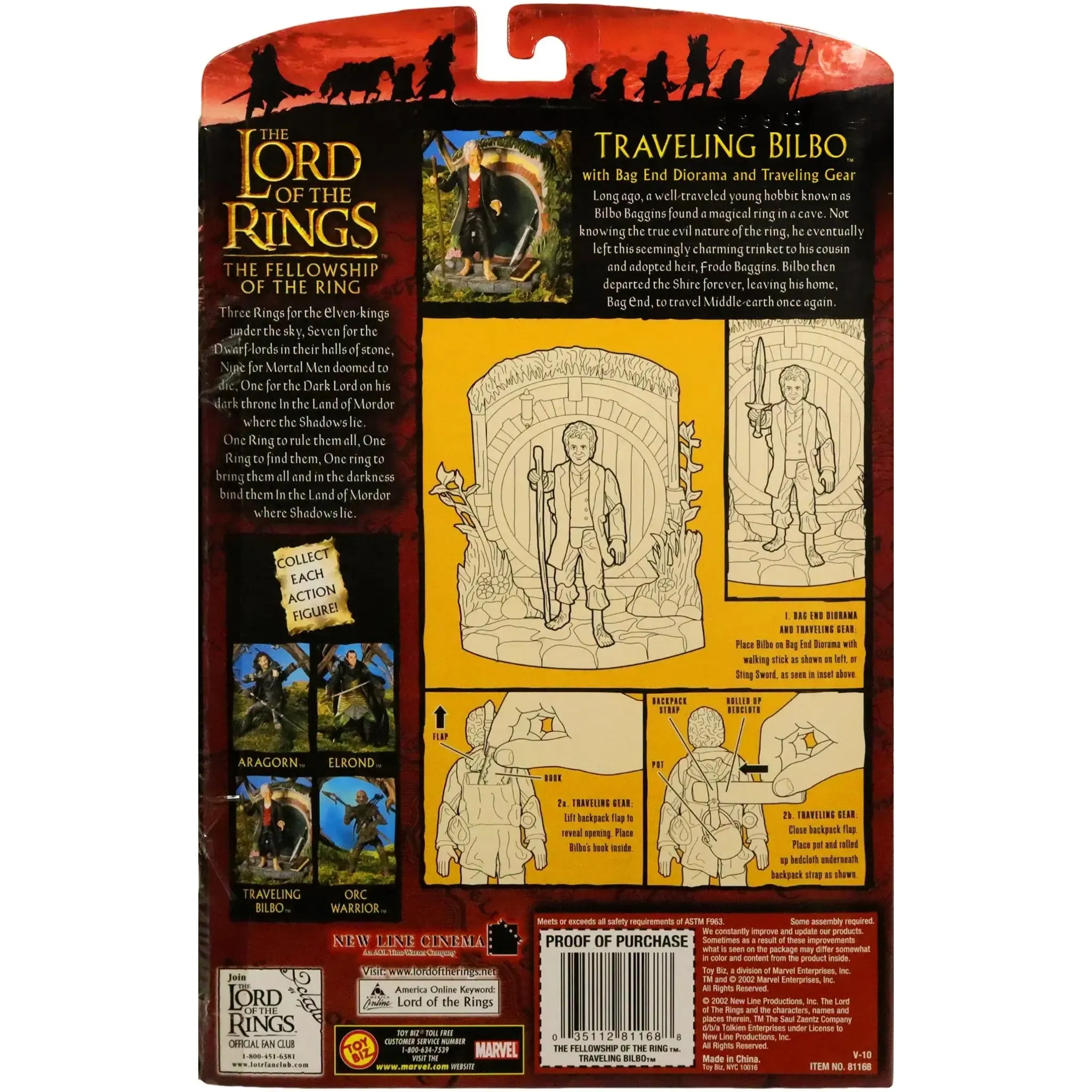 The Lord of the Rings: The Fellowship of the Ring - Traveling Bilbo Action Figure with Bag End Diorama & Traveling Gear (4.5") - Toy Biz - (2002) - Image 2