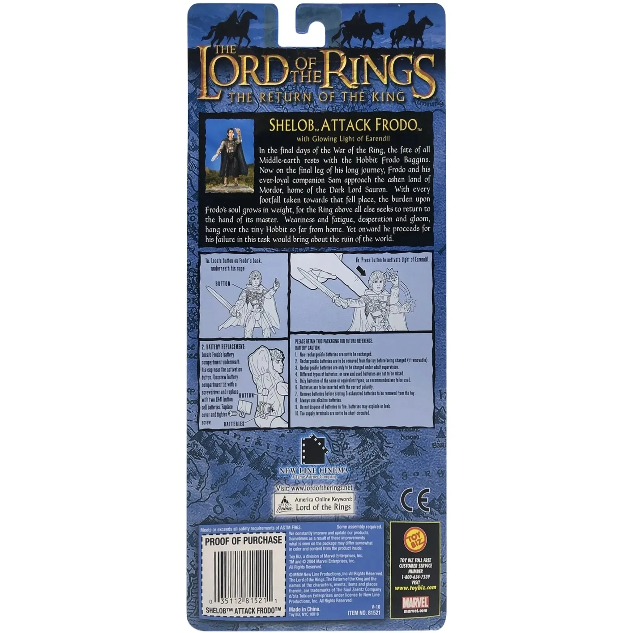 The Lord of the Rings: The Return of the King - Shelob Attack Frodo with Glowing Light of Earendil Action Figure - Toy Biz - (2004) - Image 2