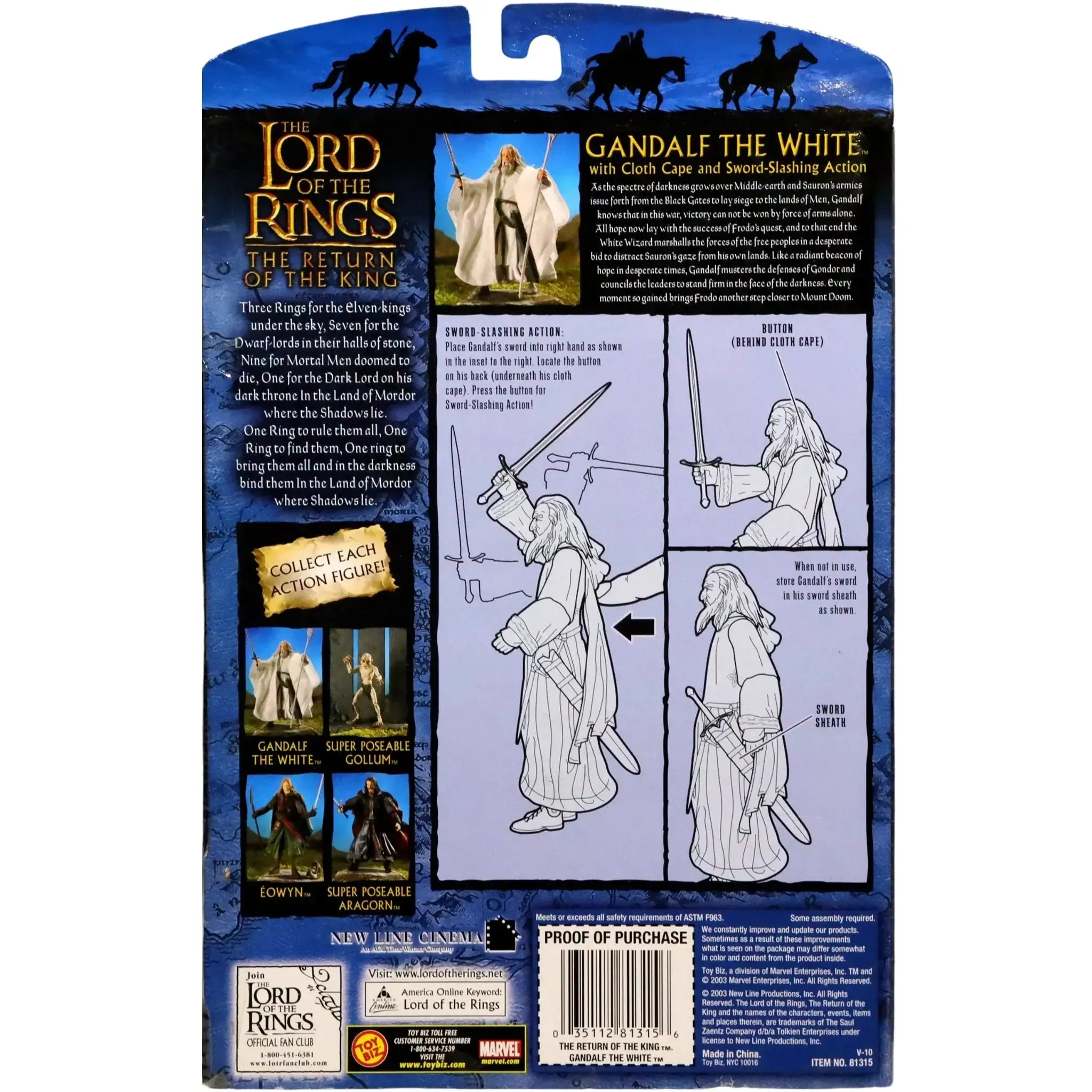 The Lord of the Rings [The Return of the King] - Sword-Slashing Gandalf the White with Cloth Cape Action Figure (6.5") - Toy Biz - (2003) - Image 2