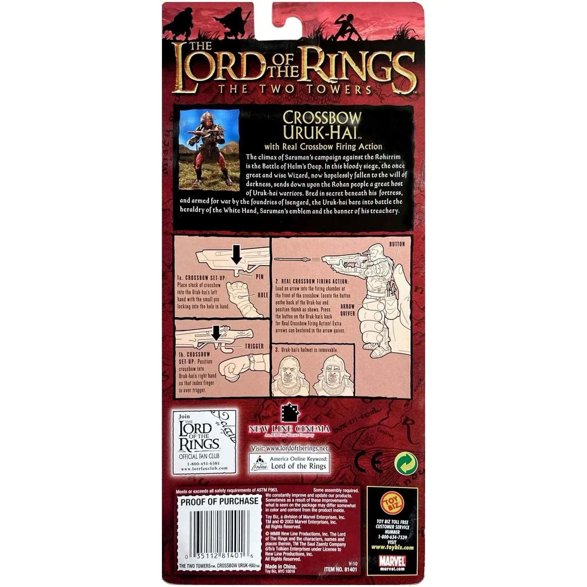 The Lord of the Rings: The Two Towers - Crossbow Uruk-Hai with Real Crossbow Firing Ability Action Figure - Toy Biz - (2003) - Image 2
