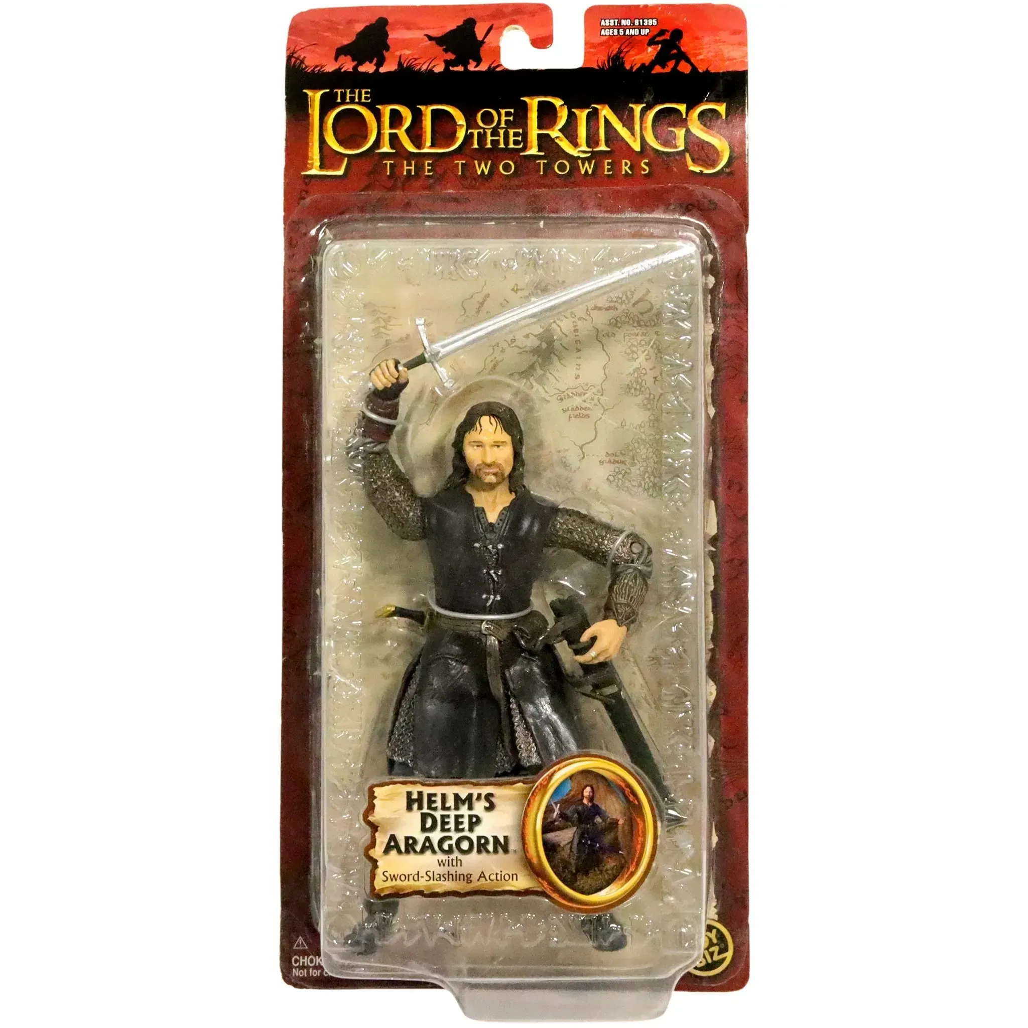 The Lord of the Rings: The Two Towers - Helm’s Deep Aragorn Sword-Slashing Action Figure (6.25") - Toy Biz - (2003)