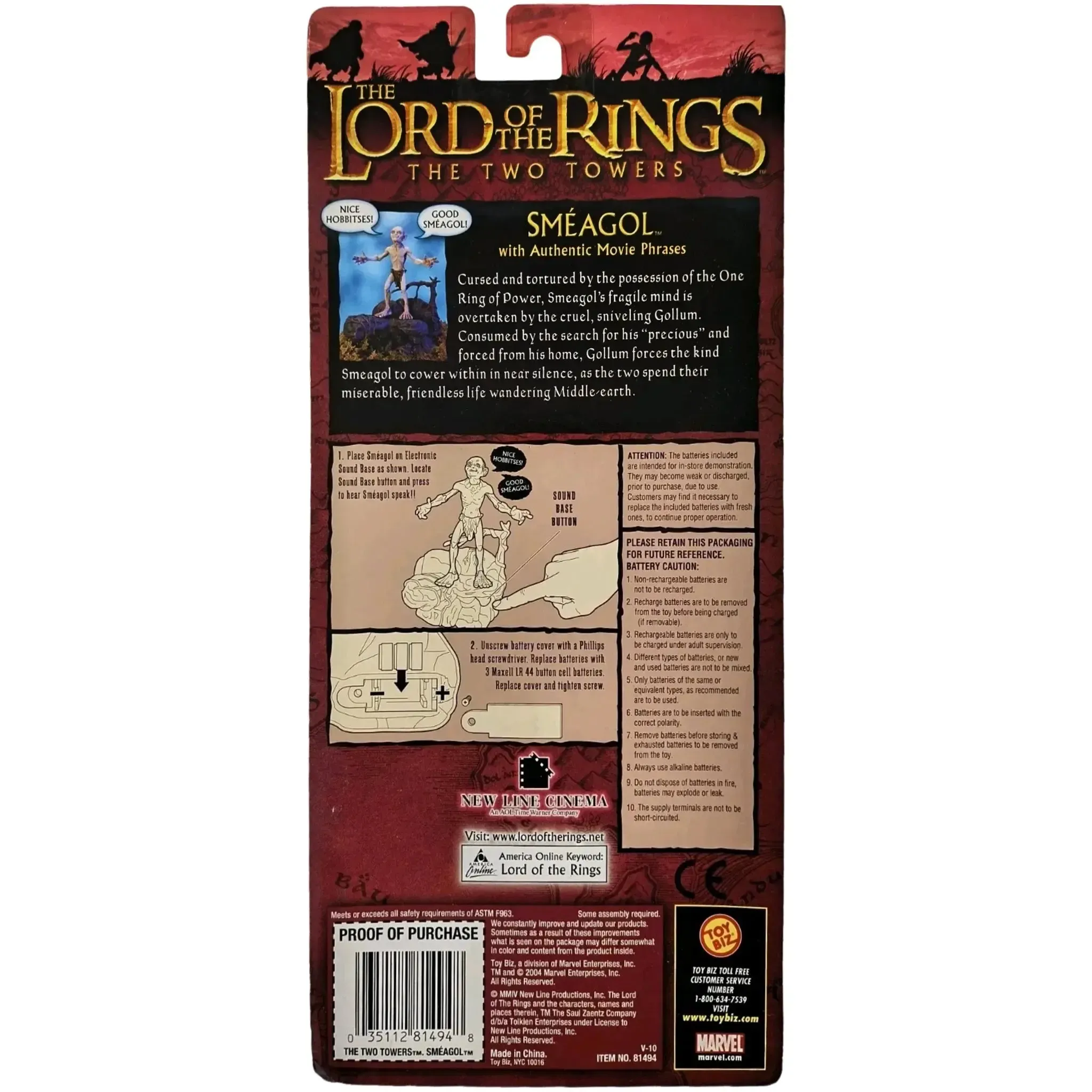The Lord of the Rings: The Two Towers - Sméagol with Authentic Movie Phrases Action Figure (6") - Toy Biz - (2004) - Image 2