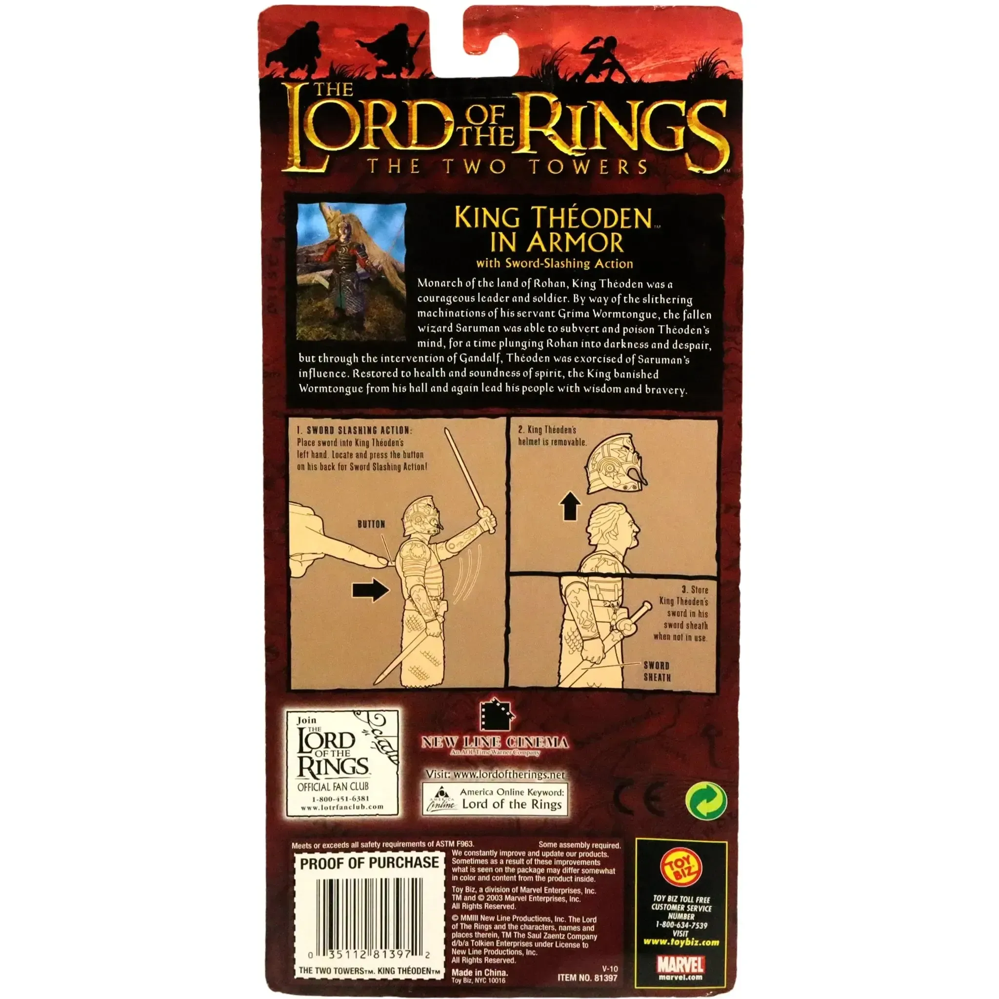 The Lord of the Rings: The Two Towers - Sword-Slashing King Théoden in Armor Action Figure (6.25") - Toy Biz - (2003) - Image 2