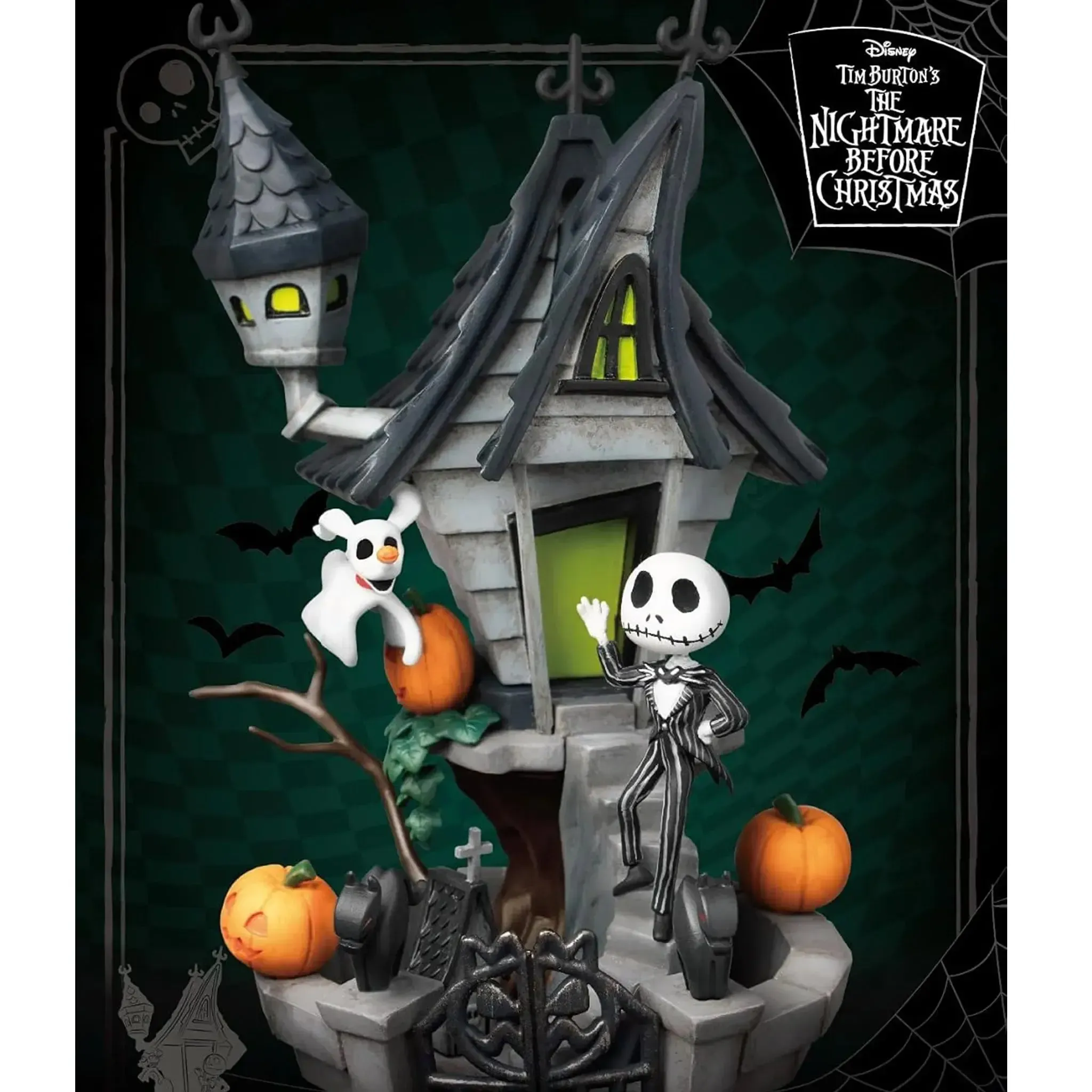 The Nightmare Before Christmas - Jack Skellington with Zero Haunted House Diorama Statue Figure (6") - Beast Kingdom - D-Stage Series (DS-035) - Image 7