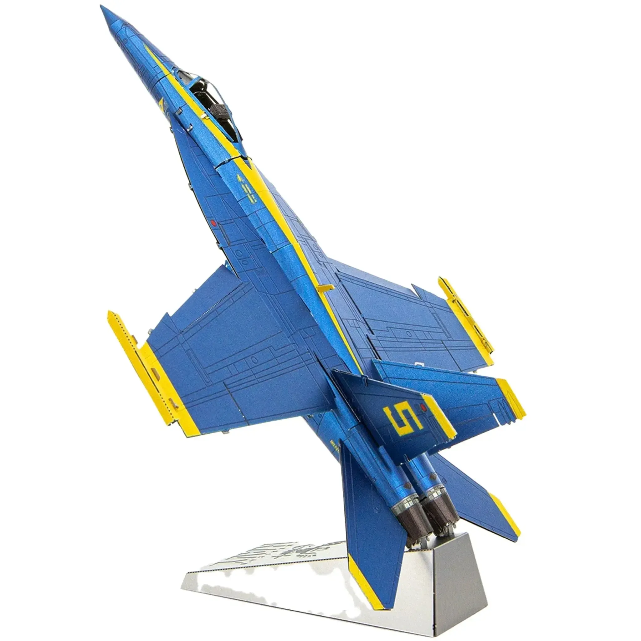 The United States Navy - Blue Angels F/A-18 Super Hornet Military Plane 3D Figure Model Kit (1:120 Scale, Steel, Moderate Difficulty) - Fascinations - Metal Earth Premium Series - (2023) - Image 4