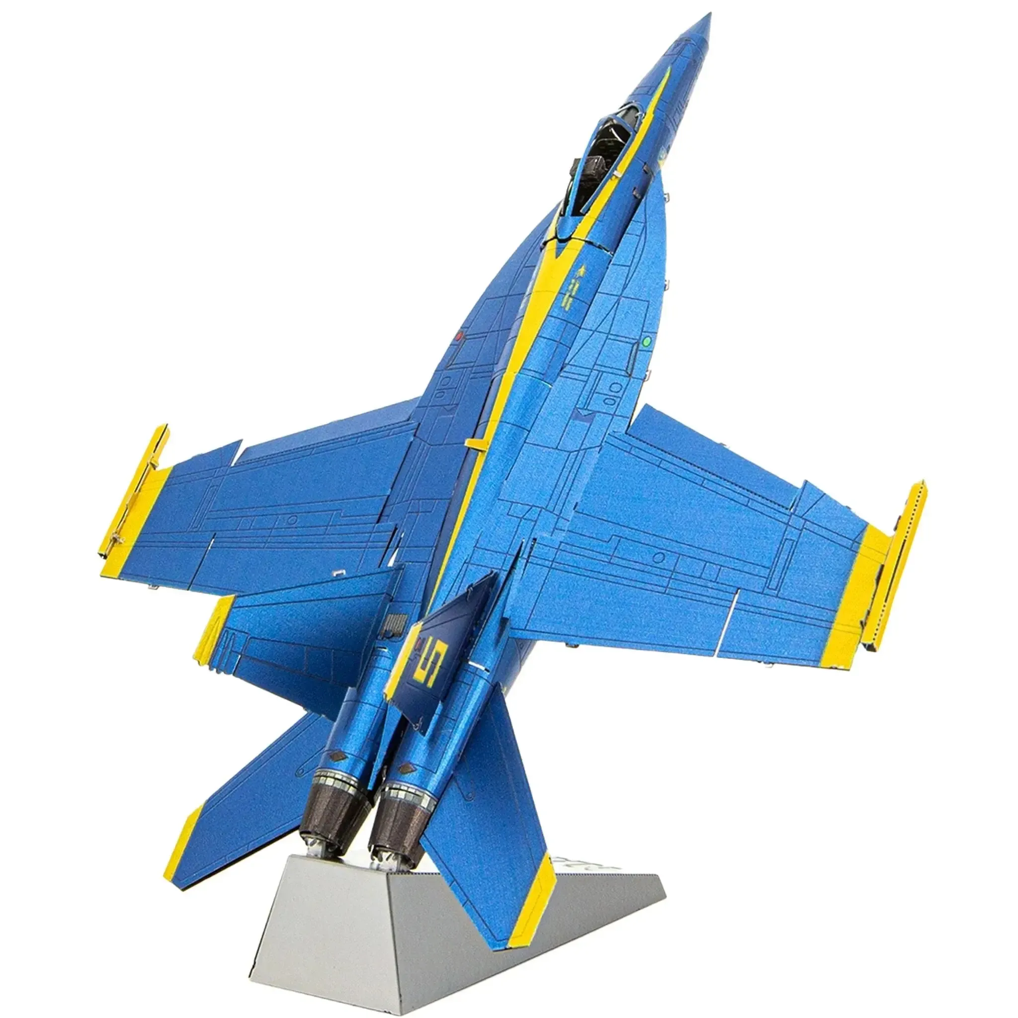 The United States Navy - Blue Angels F/A-18 Super Hornet Military Plane 3D Figure Model Kit (1:120 Scale, Steel, Moderate Difficulty) - Fascinations - Metal Earth Premium Series - (2023) - Image 6