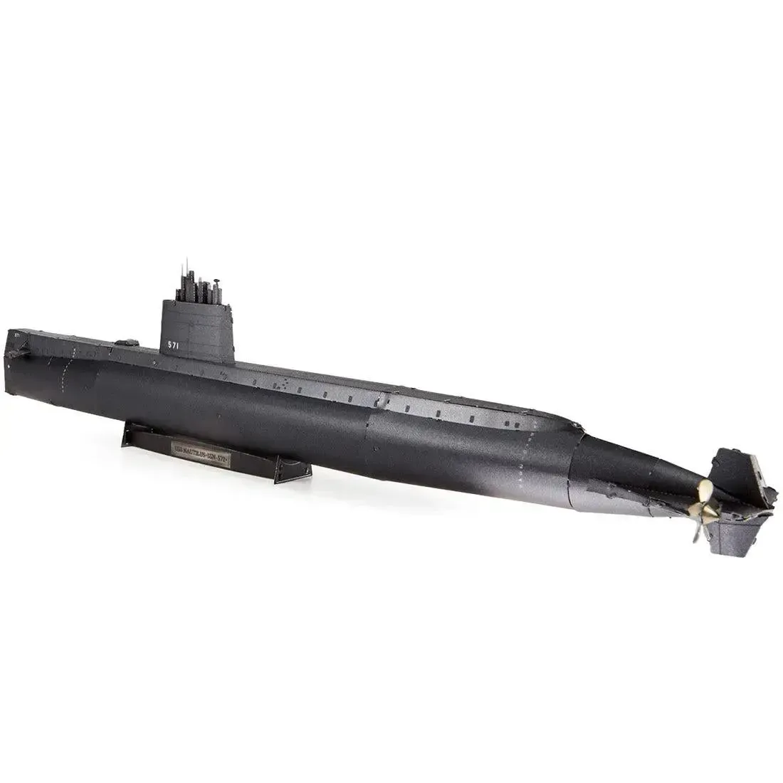 The United States Navy - USS Nautilus Nuclear Powered Submarine Ship Figure Model Kit (1:342 Scale, Steel, Challenging Difficulty) - Fascinations - Metal Earth Premium Series - Image 5