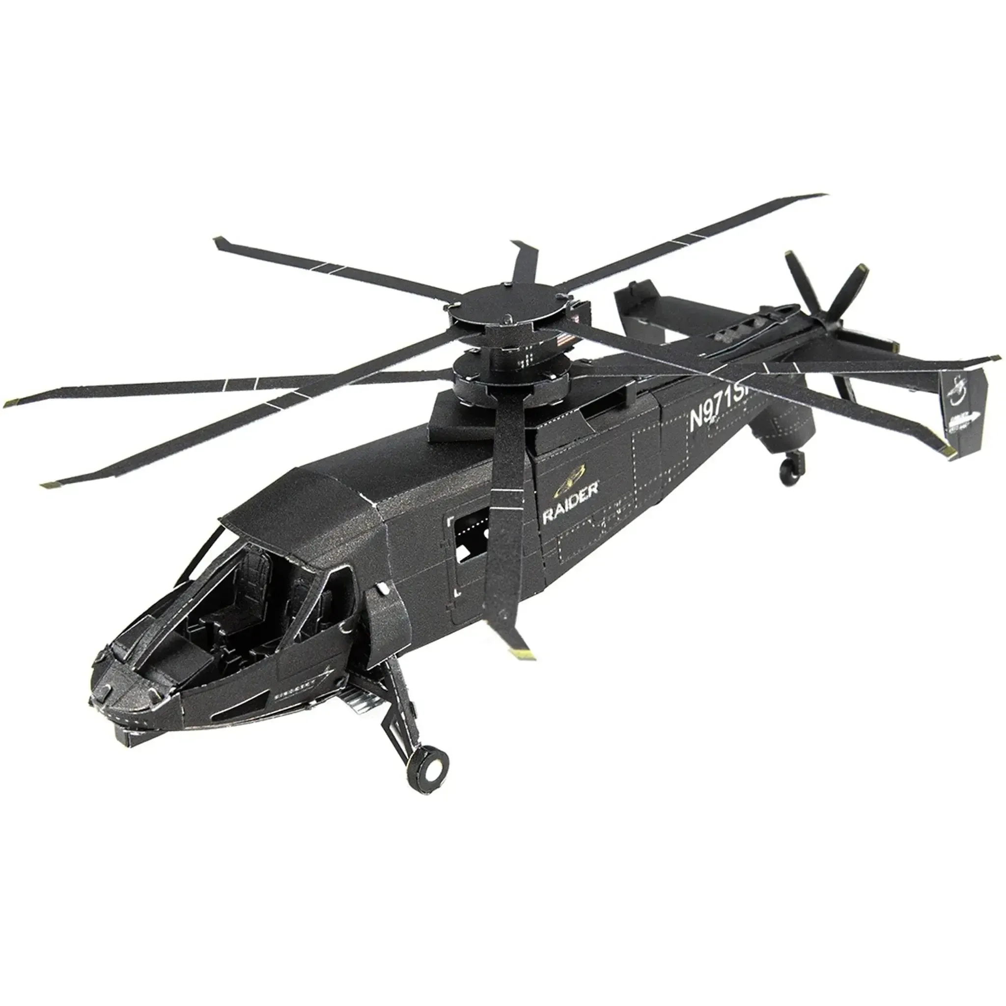The United States - Sikorsky S-97 Raider Helicopter 3D Figure Model Kit (1:88 Scale, Steel, Hard Difficulty) - Fascinations - Metal Earth Series - (2020) - Image 2