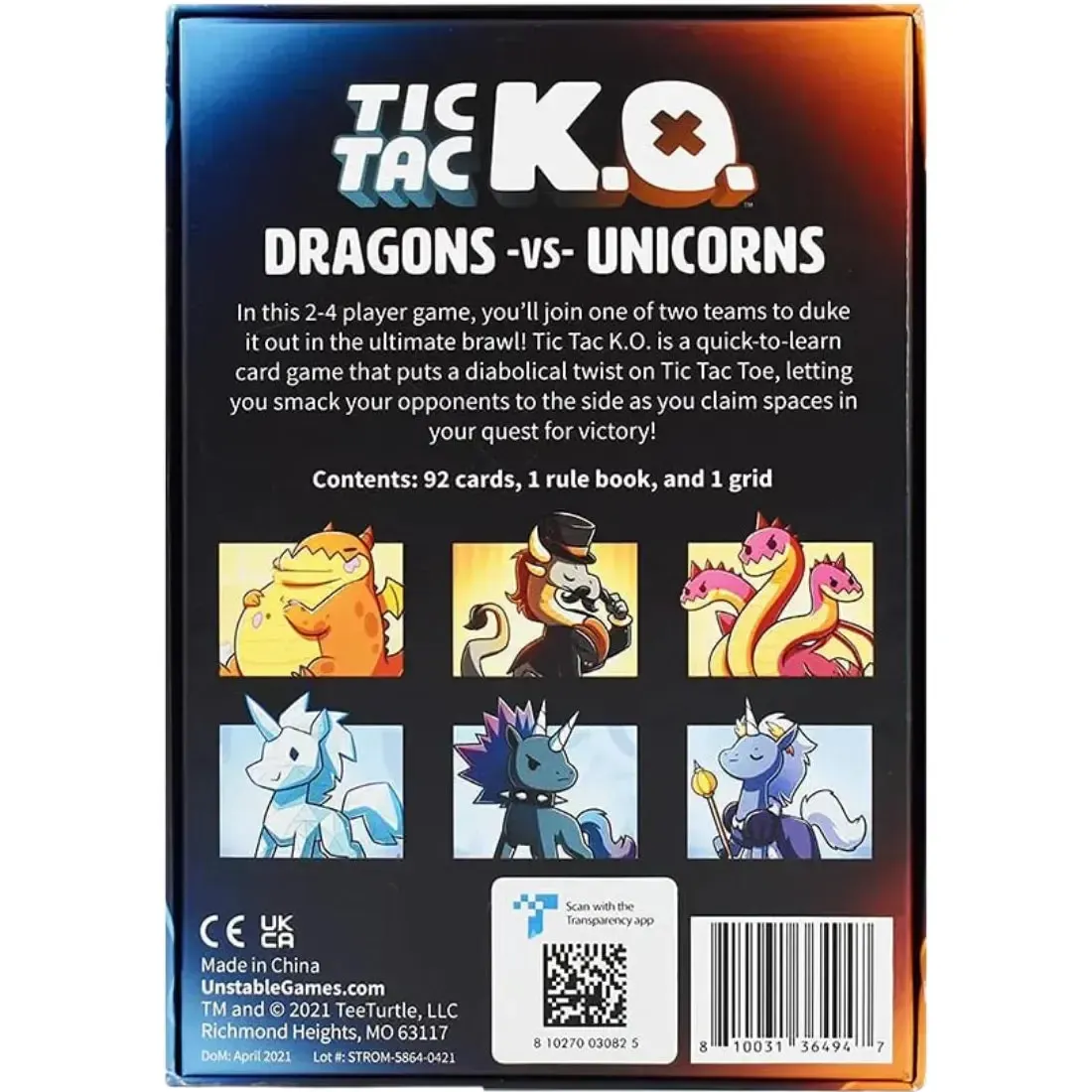 Tic Tac K.O.: Dragons vs Unicorns - Tile Placement Fantasy Card Game for Family, Adults, and Children (2-4 Players, Age 8+) - Unstable Games - Image 3