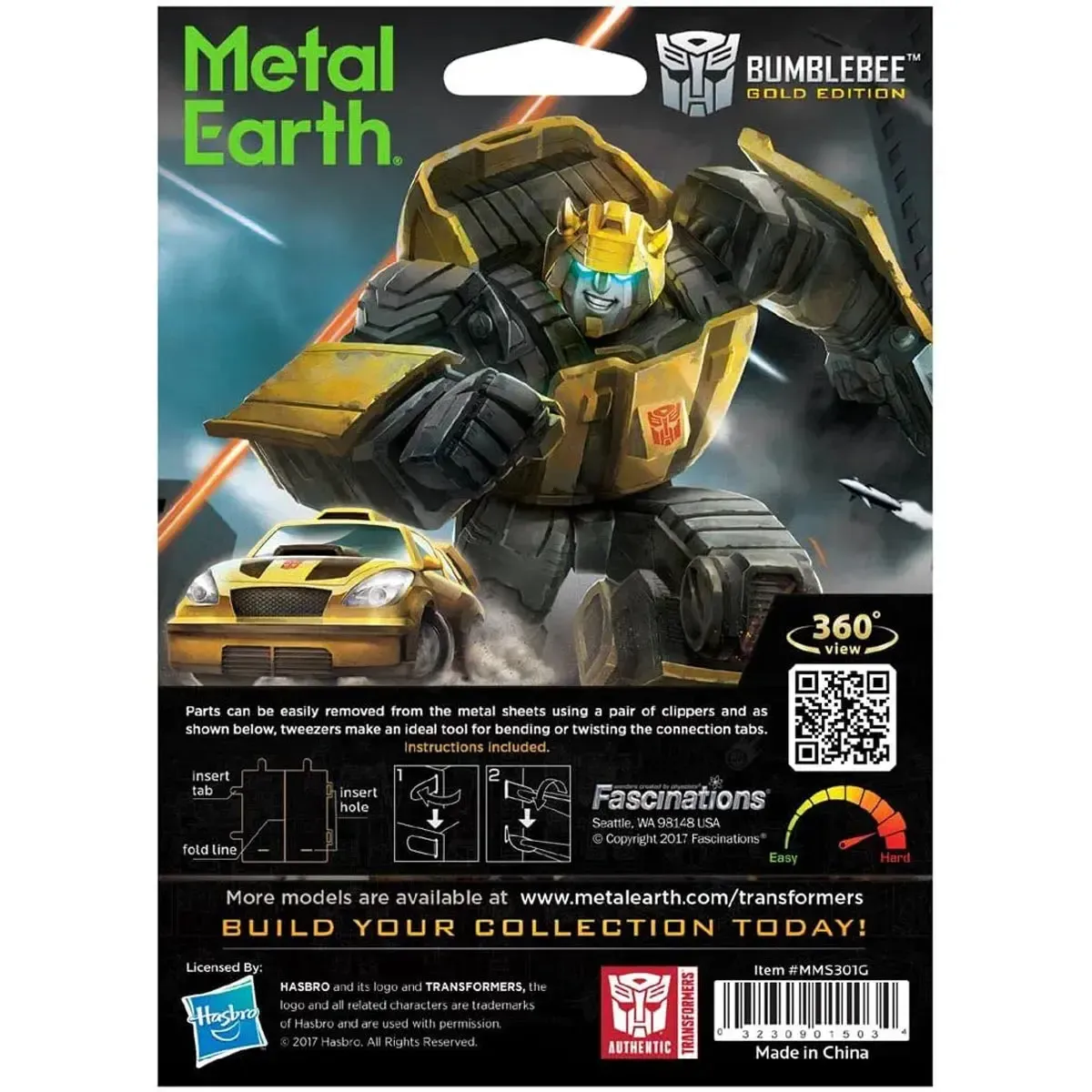 Transformers: Generations - Gold Bumblebee Figure Model Kit (Deluxe Edition, Steel, Expert Difficulty) - Fascinations - Metal Earth Series - Image 3