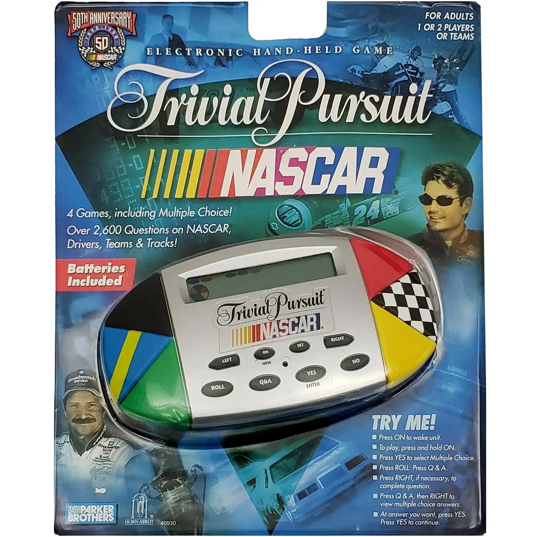 Trivial Pursuit [NASCAR] - Electronic Handheld Game - Parker Brothers - 50th Anniversary Edition - (1998)
