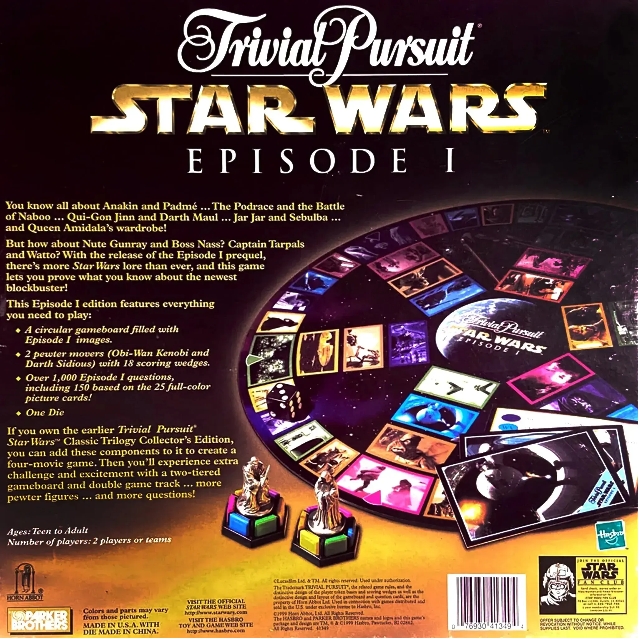 Trivial Pursuit: Star Wars - Episode I - Trivia Sci-Fi Board Game for Family and Adults (2-6 Players, Ages 12+) - Parker Brothers - Image 2