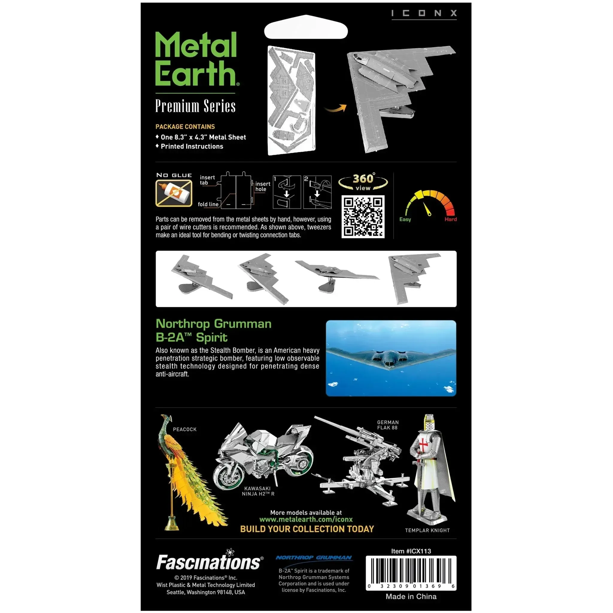 United States Air Force - Northrop Grumman B-2A Spirit Stealth Bomber Figure Model Kit (Steel, Easy-Moderate Difficulty) - Fascinations - Metal Earth Premium Series - (2024) - Image 3