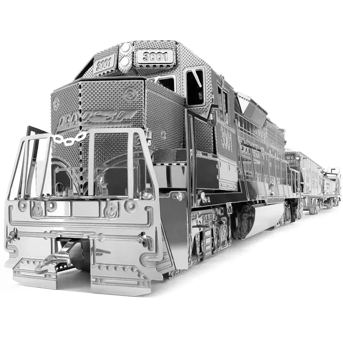 Unpainted Freight Train with Engine & 4 Cars Figure Model Kit Gift Set (Steel, Challenging Difficulty) - Fascinations - Metal Earth Premium Series - Image 4