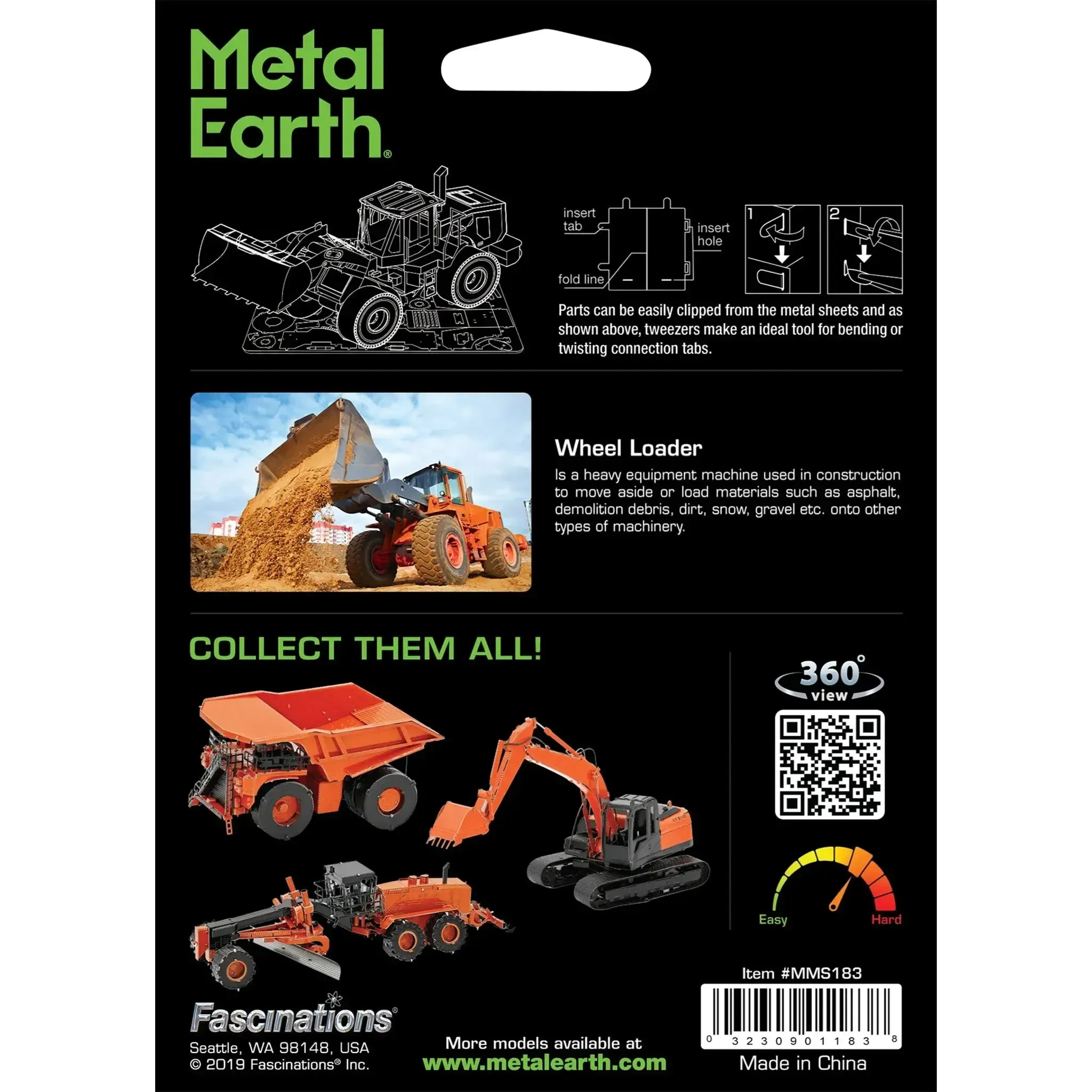 Wheel Loader Construction Vehicle Figure Model Kit (Steel, Moderate Difficulty) - Fascinations - Metal Earth Series - (2022) - Image 3
