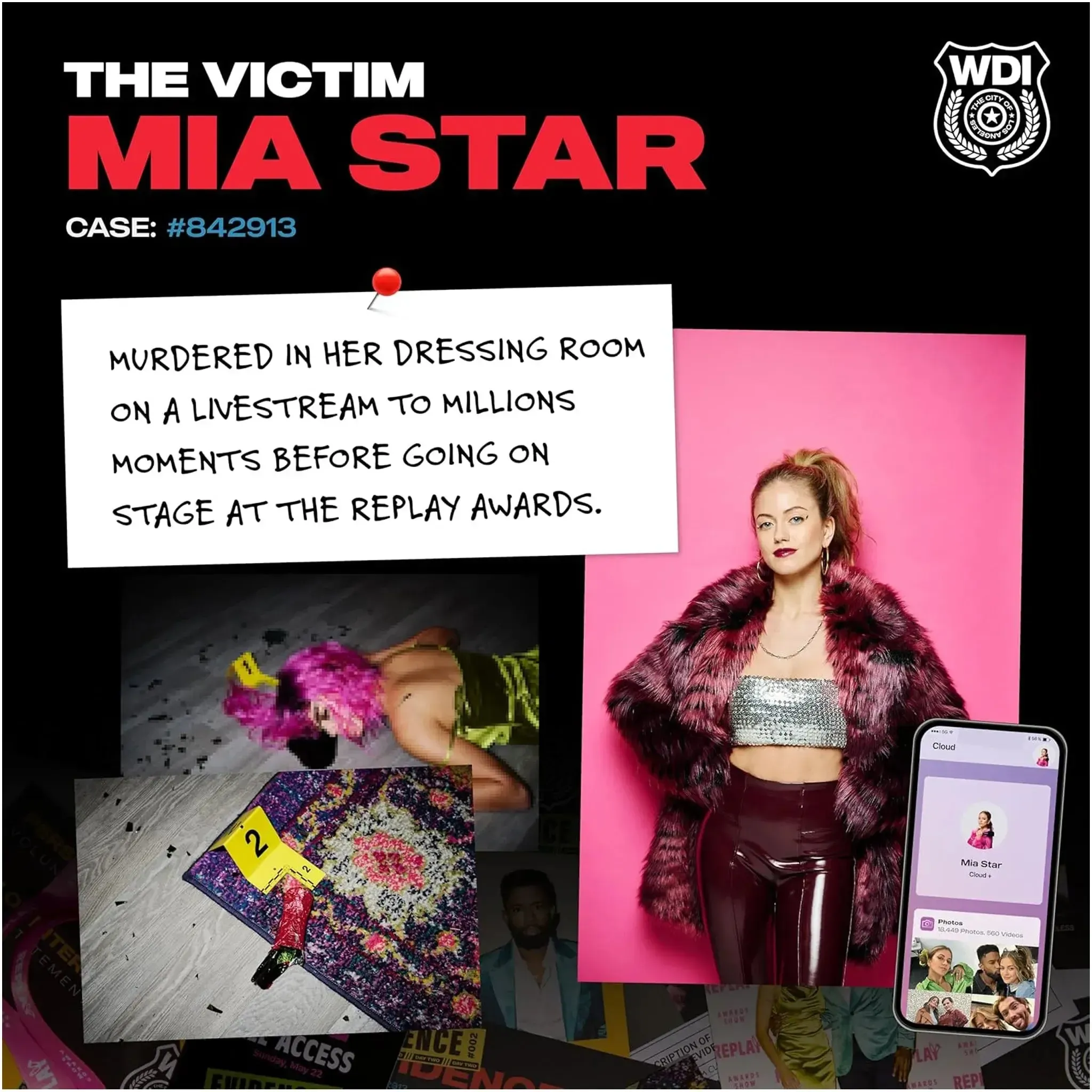 Who Killed Mia? - Social Deduction Mystery Board Game for Adults (1+ Players, Ages 17+) - What Do You Meme, LLC - (2023) - Image 7