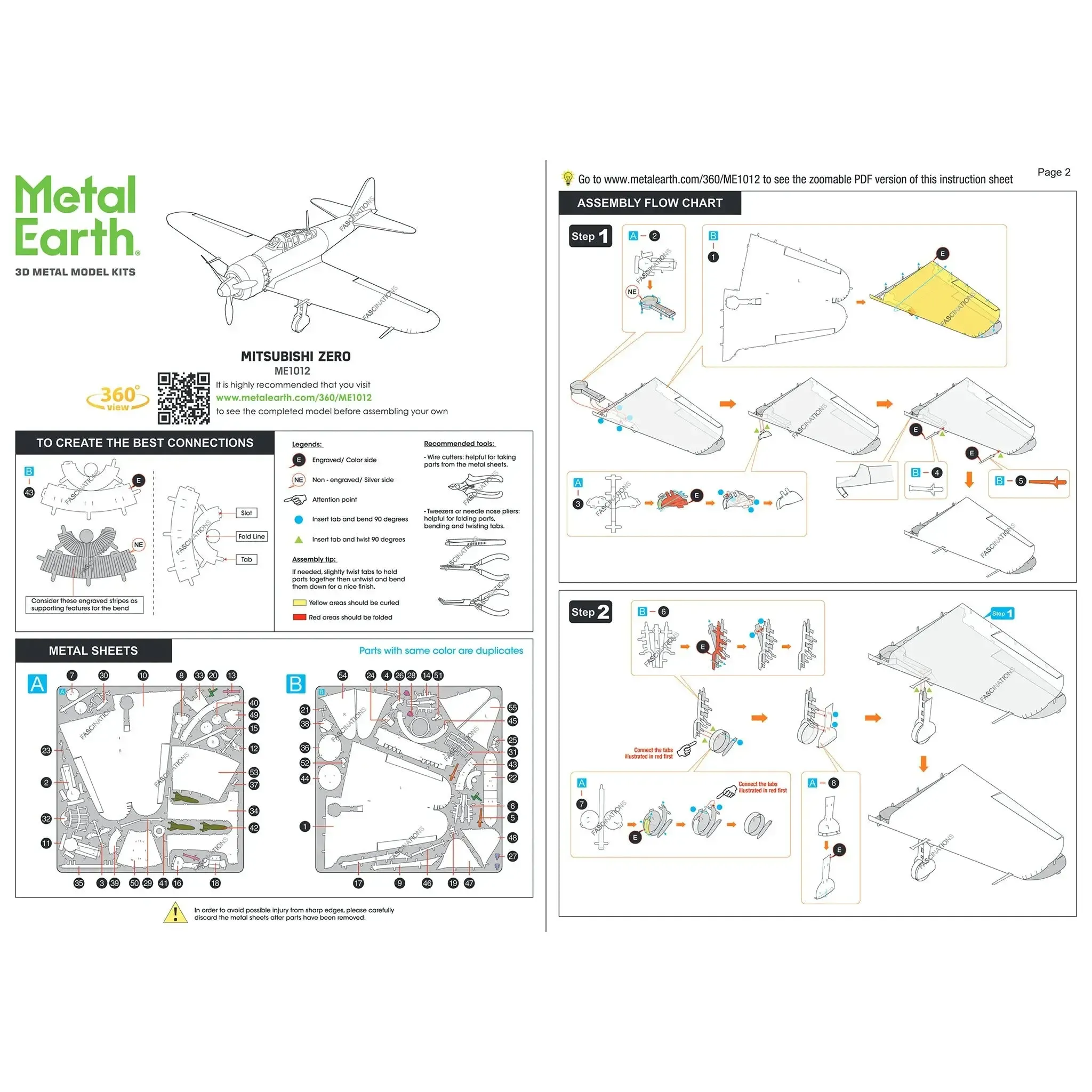 World War II [Imperial Japanese Navy] - Mitsubishi Zero (Colored) Plane 3D Figure Model Kit (1:76 Scale, Steel, Moderate Difficulty) - Fascinations - Metal Earth Series - (2023) - Image 7